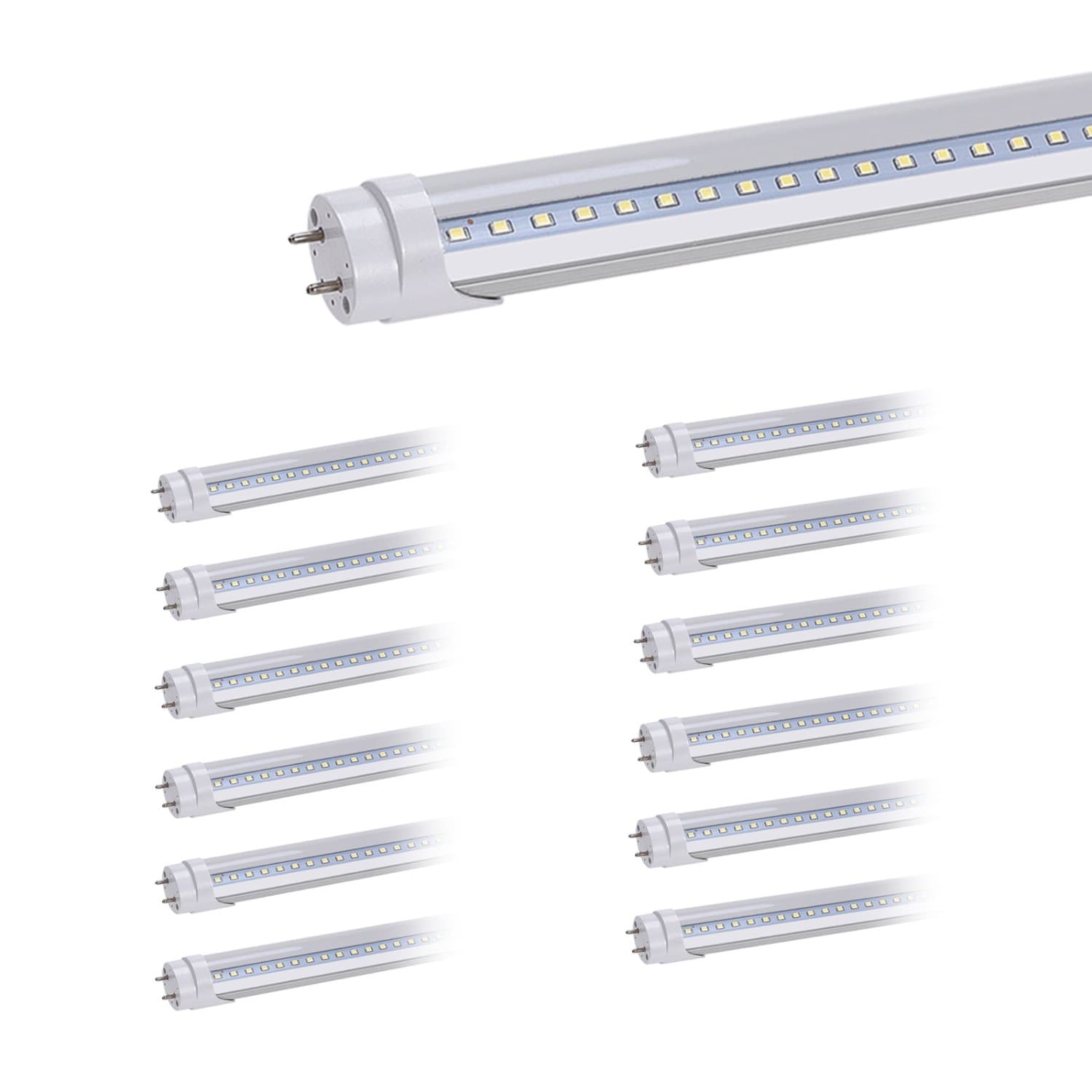 Kihung T8 LED Light Tube 4ft 20W (70W Equivalent) 2500Lm Ultrahigh Brightness 4500K Daylight Glow, Clear PC Cover & Aviation Aluminum