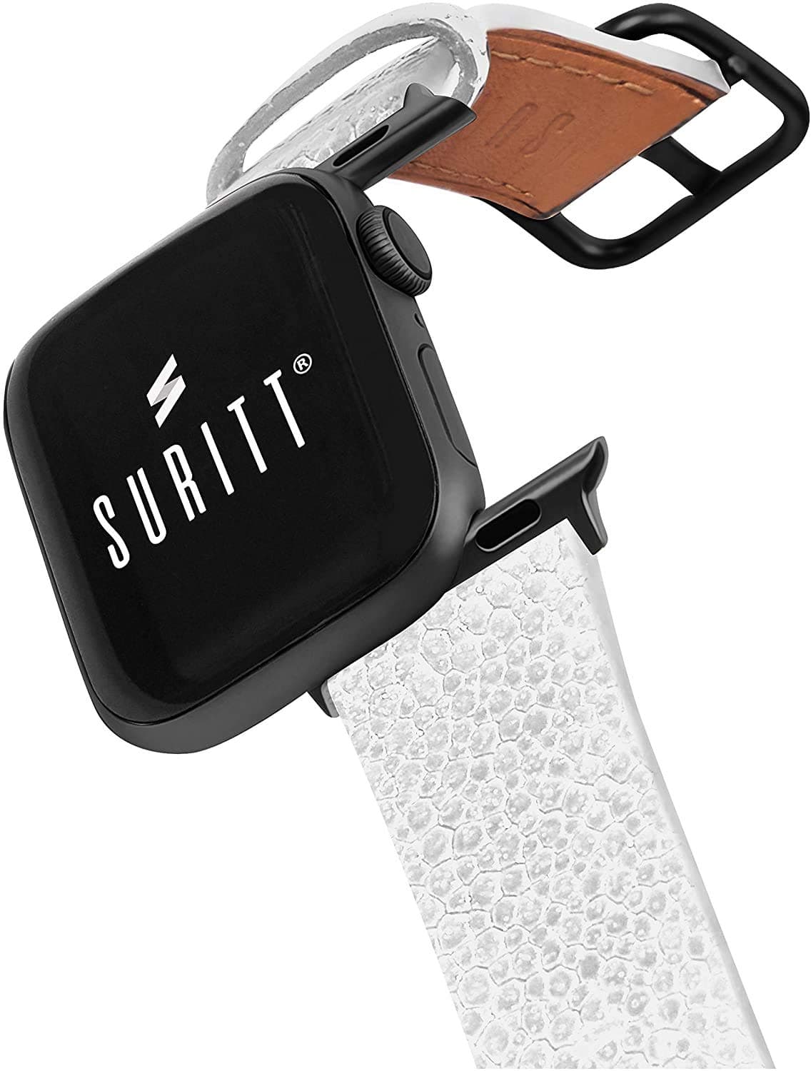Suritt compatible with Apple Watch leather band New Wonder (3 Colors available). 3 buckle and adapter colors to choose from (Black/ Silver/ Gold) (Series 8, 7, 6, 5, 4, SE and ULTRA)