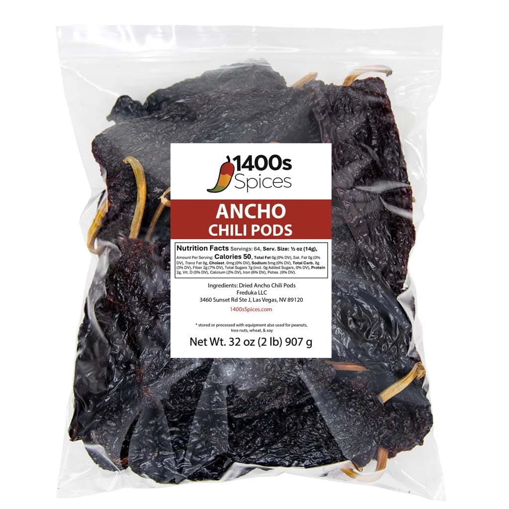 1400S SPICES 2lb Ancho Chili Dried Peppers Bulk, Food Service
