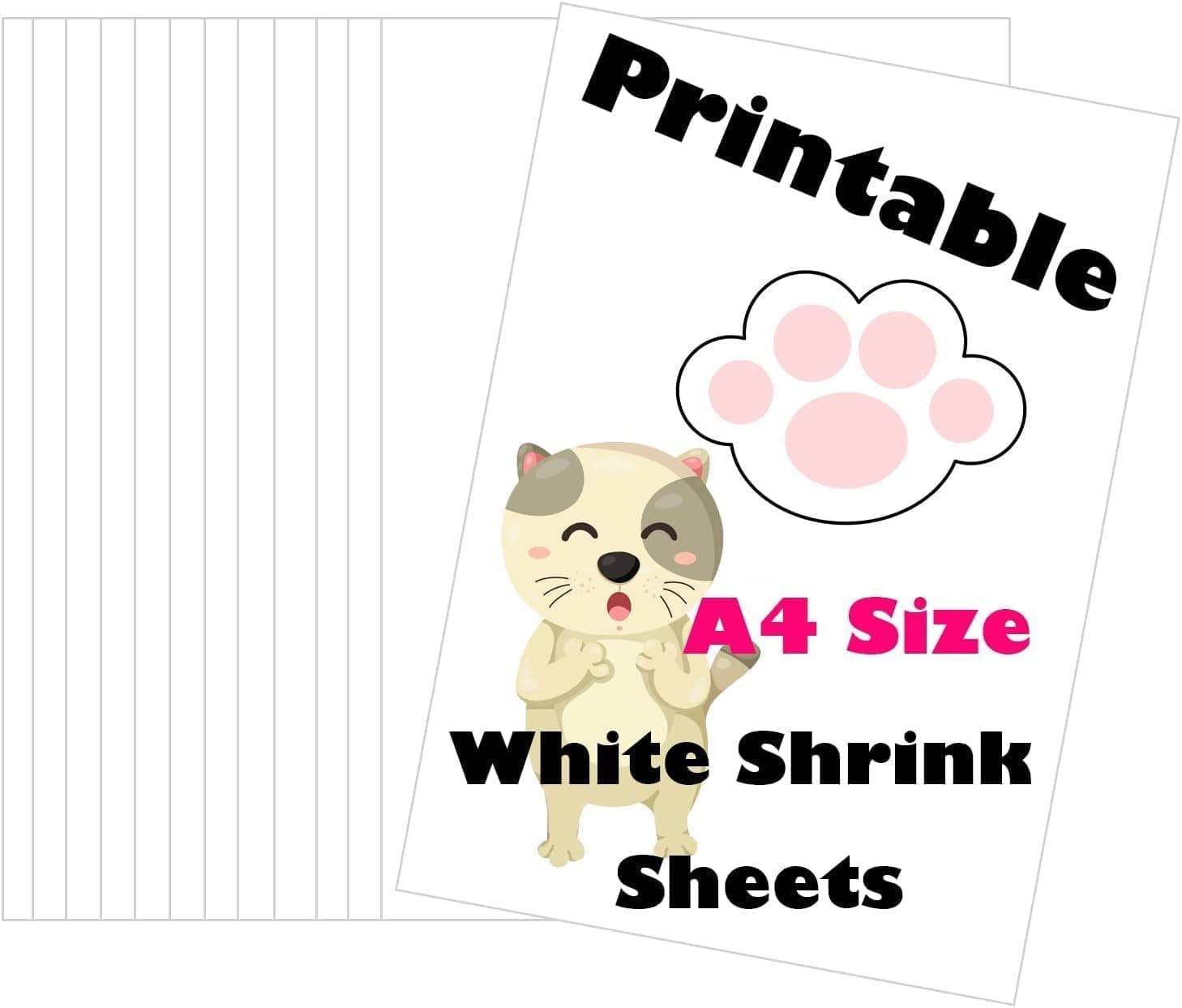 Rdanruy White Printable Shrink Plastic Sheets,Printable Shrink Sheets Inkjet Shrink Films Papers for Inkjet Printer Kids DIY Art -12PCS