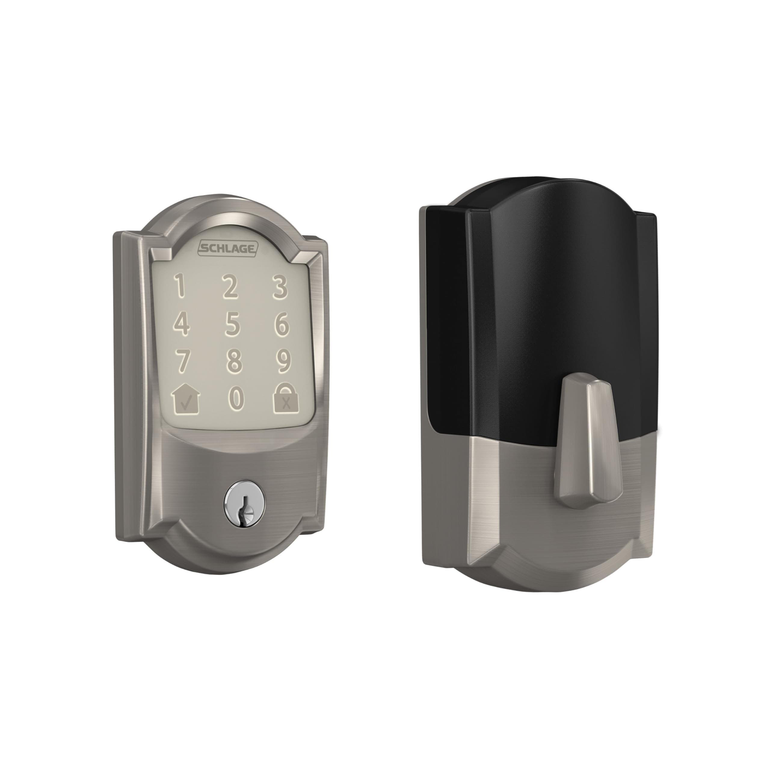 Schlage Lock Company BE489WB CAM 619 Schlage Encoded Deadbolt Smart Lock | WiFi Touchscreen Keypad, Satin Nickel