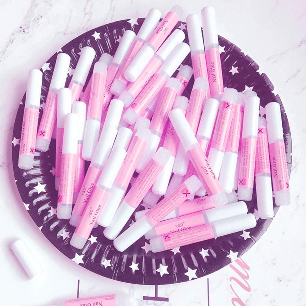 XICHEN 50 bottles Professiona Nail Art Glue for Beauty False Adhesive Transfer Tips Decorations Adhesive Transparent 2 ML(0.07 oz)/bottles,nail supplies for nail techs