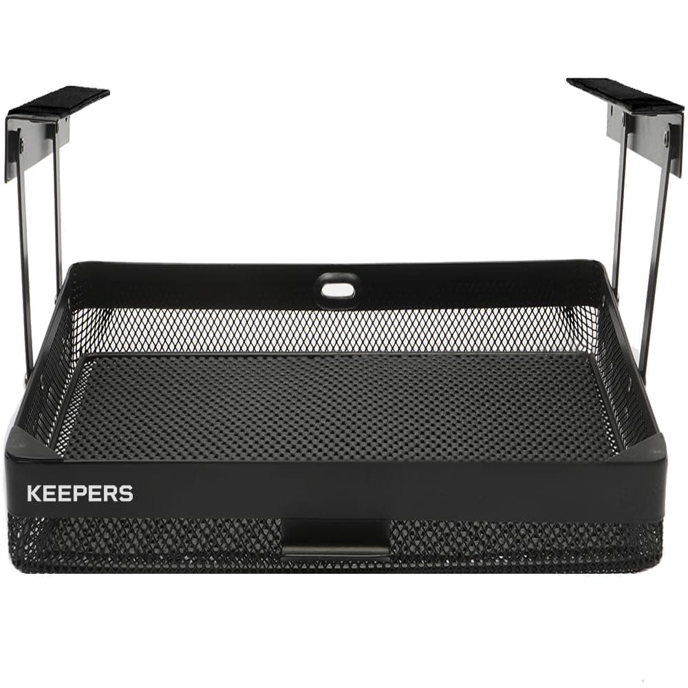 Anything Keeper - Organizer for Home, Kitchen, Bathroom, RV, Small Spaces - Storage Organizers - Compact Metal Basket - Under Cabinet Holder - Easy Install - Holds Strong - 11 x 10 x 2.5 in - Black