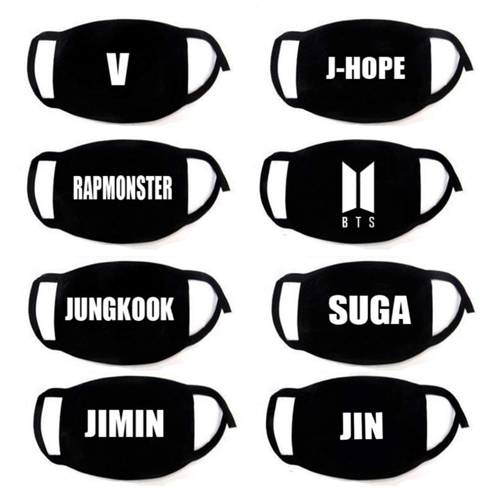 MF2FLAY 8PCS BTS Kpop Mouth Mask Bangtan Boys Face Masks Cover for BTS Army Black