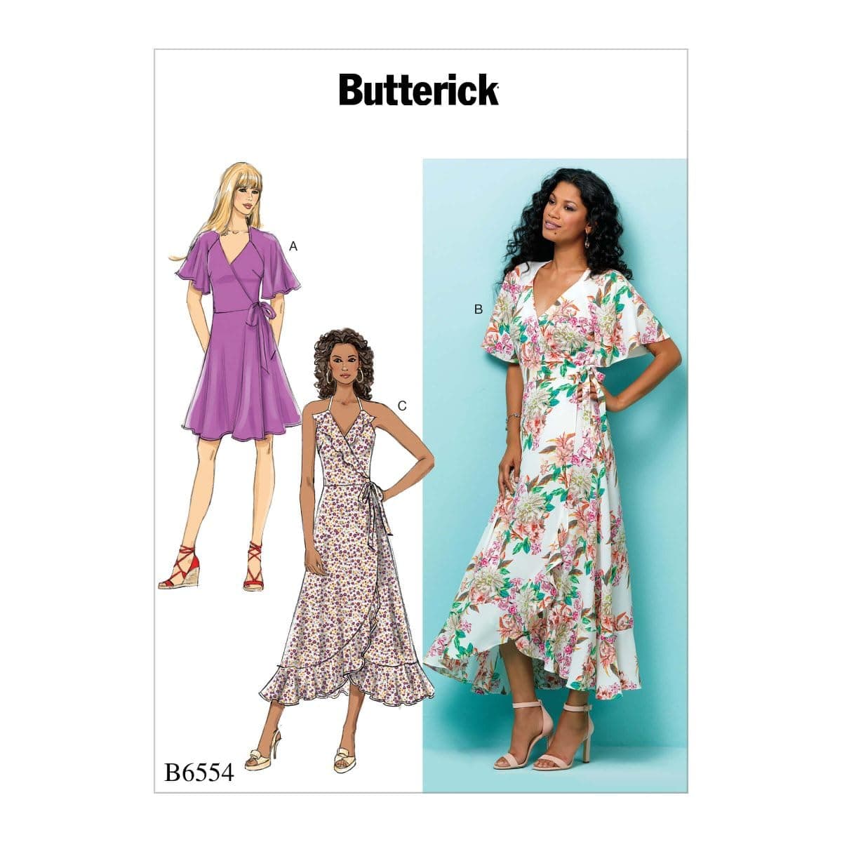 Butterick 6554 E5 Size 14-22 Misses' Wrap Dresses, Tissue, Multi-Colour, 17 x 0.5 x 22 cm