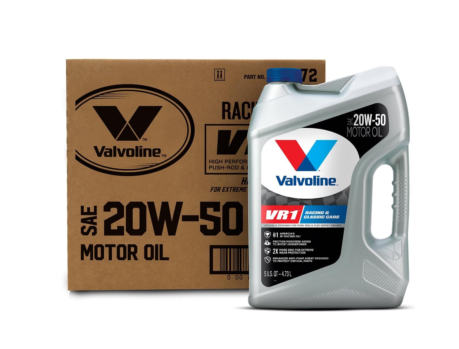 Valvoline VR1 Racing SAE 20W-50 High Performance High Zinc Motor Oil 5 QT, Case of 3