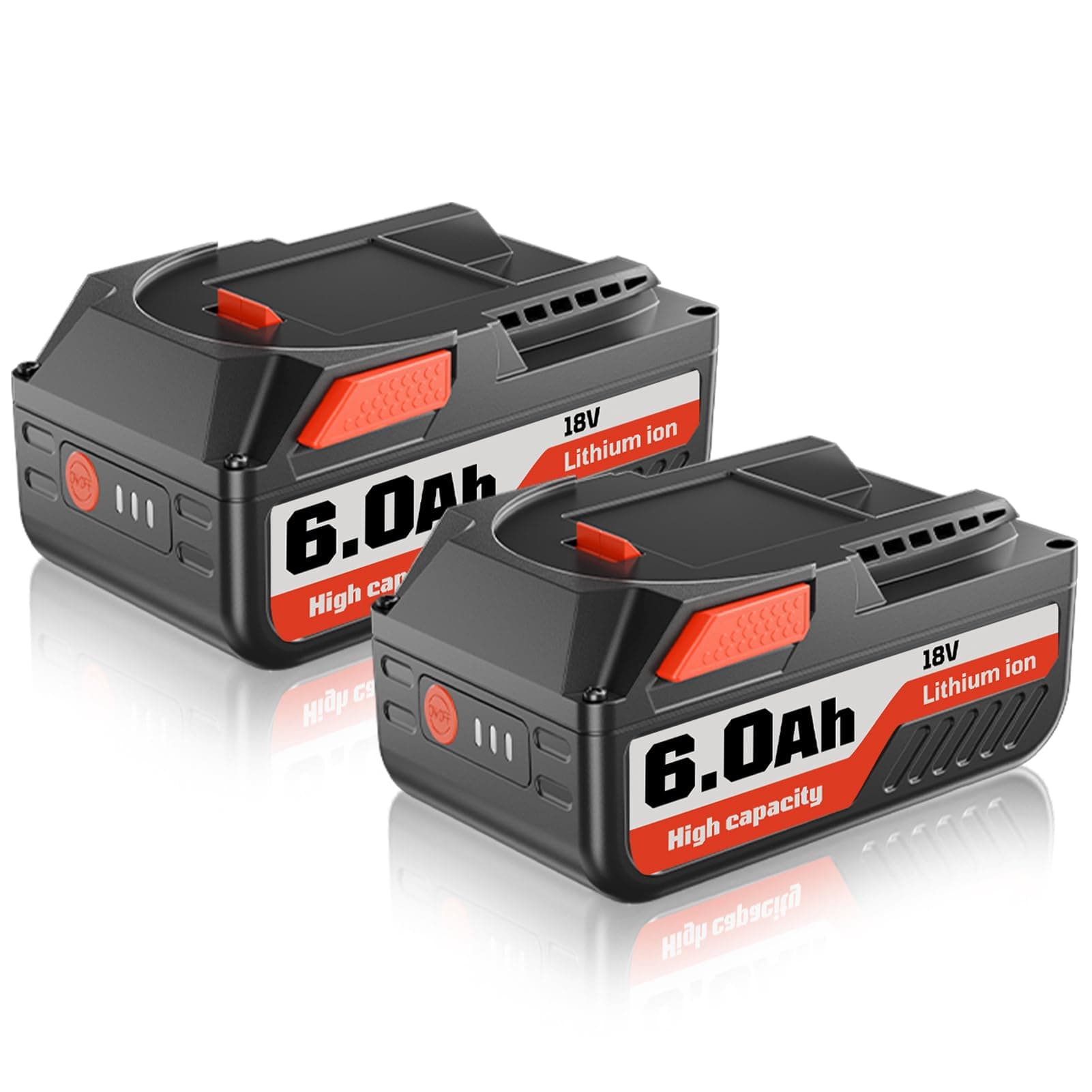 VINIDA 2Pack 6.0Ah 18V R840087 Lithium Battery Replacement for Ridgid 18V Battery R840083 R840085 R840086 R840087 R840089 AC840085