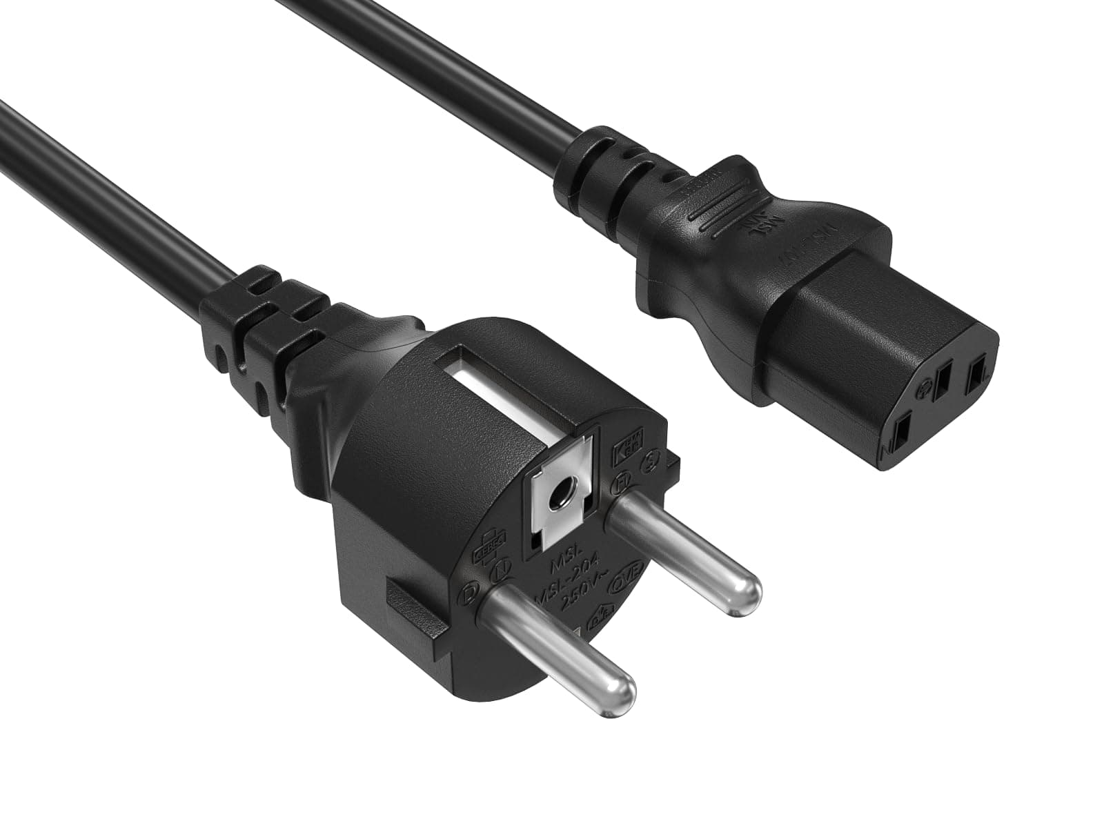 Cable Leader 6ft 18AWG European Schuko Power Cord CEE 7/7 to IEC320 C13, 10A/250V, European Travel Plug, Power Cord for Type F
