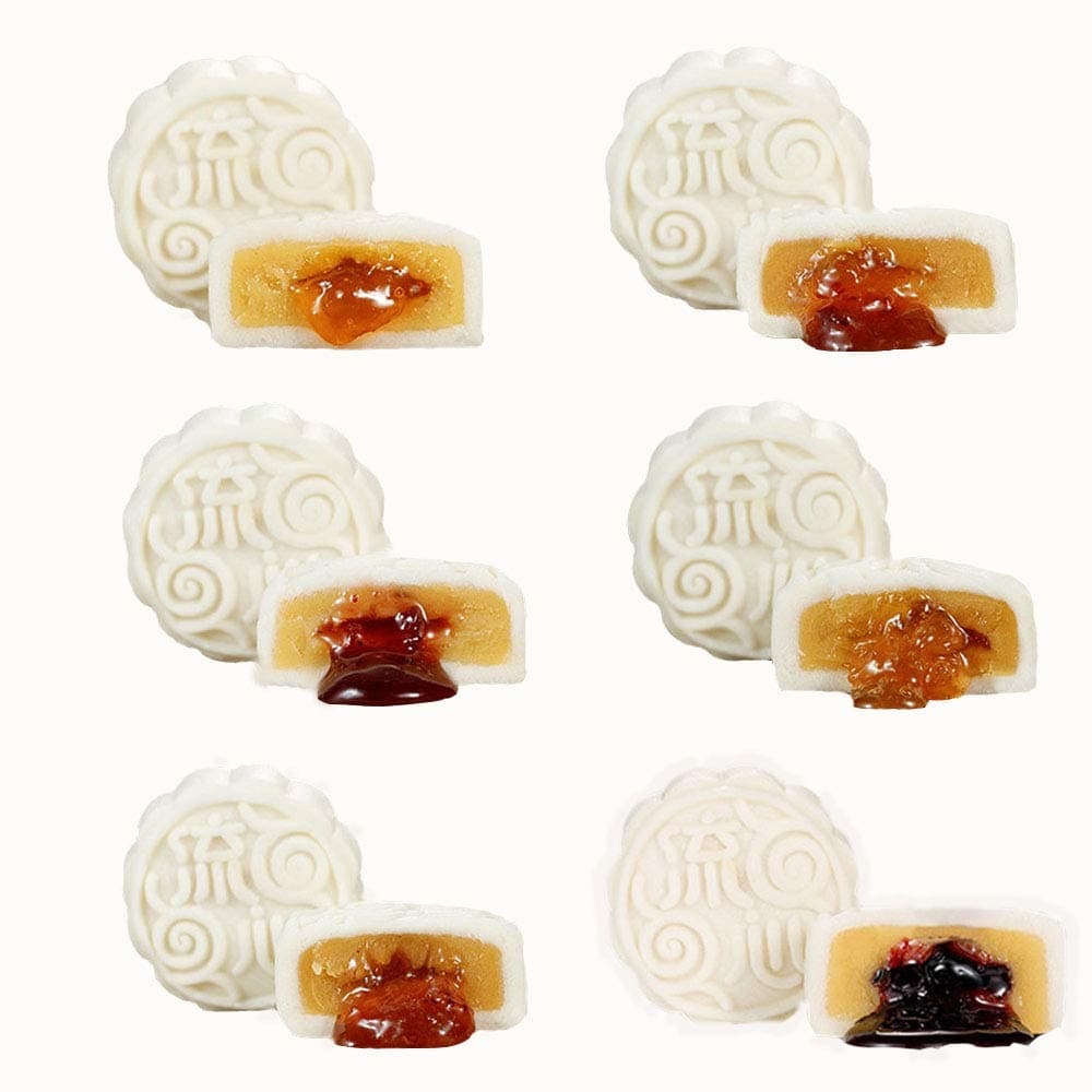 OUYANGHENGZHI Asian Food Snowy Mooncake Ice Moon Cake Mixed Flavor Bing Pi Yue Bing 冰皮月饼 6 PCS