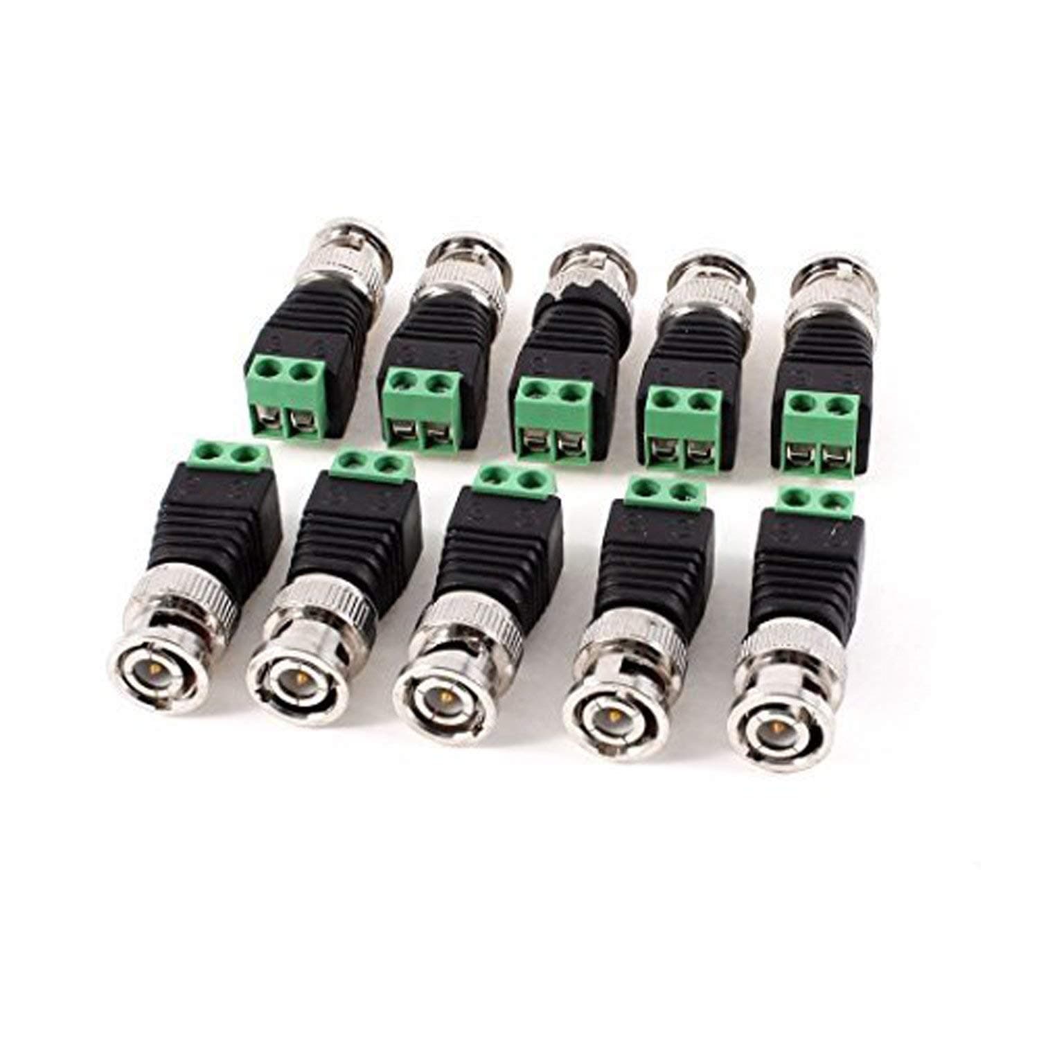 Technotech Technologies BNC Male Green Head Terminal Plug BNC Screw Monitoring Video Connector(10 Pack)