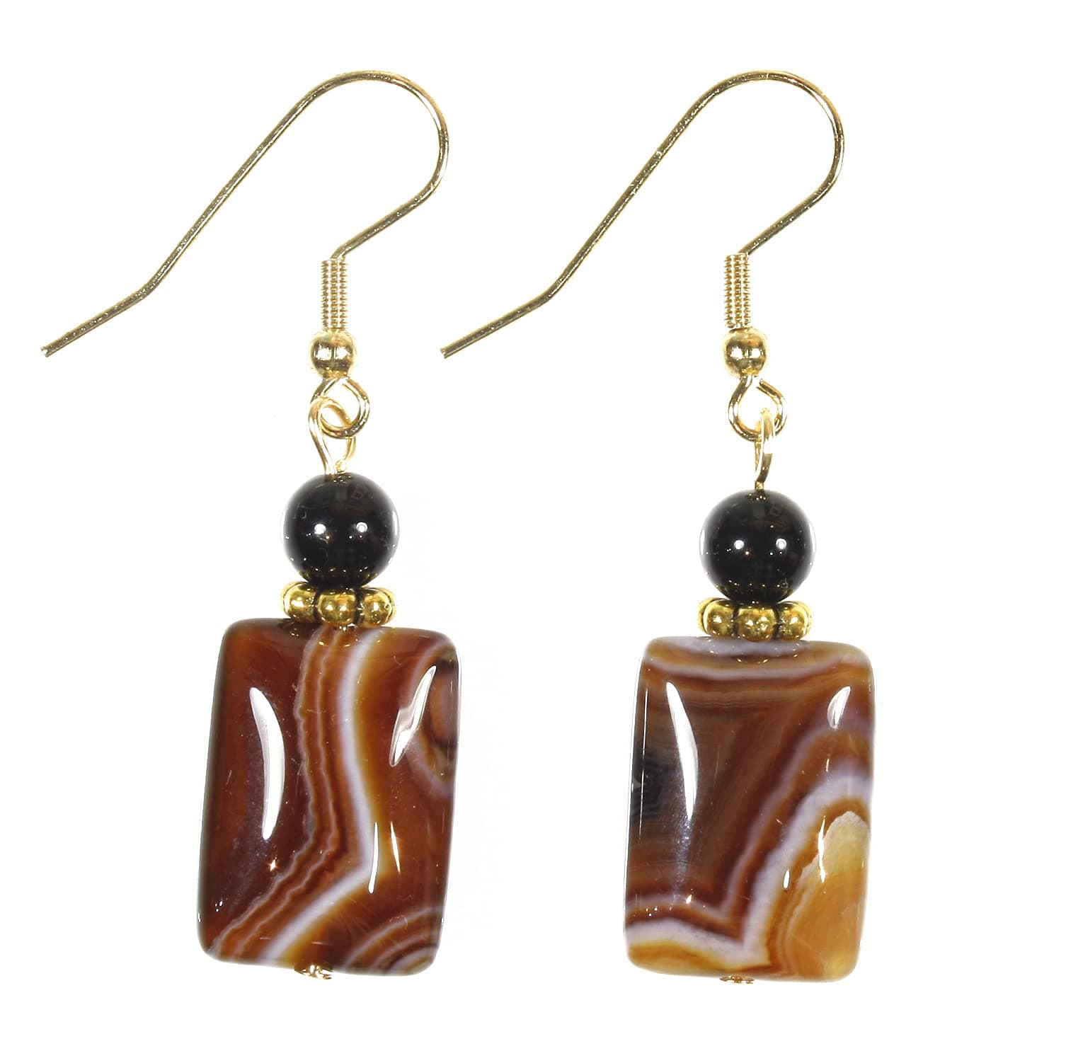 "African Agate", Earrings of Natural Botswana Banded Agate (Dyed)