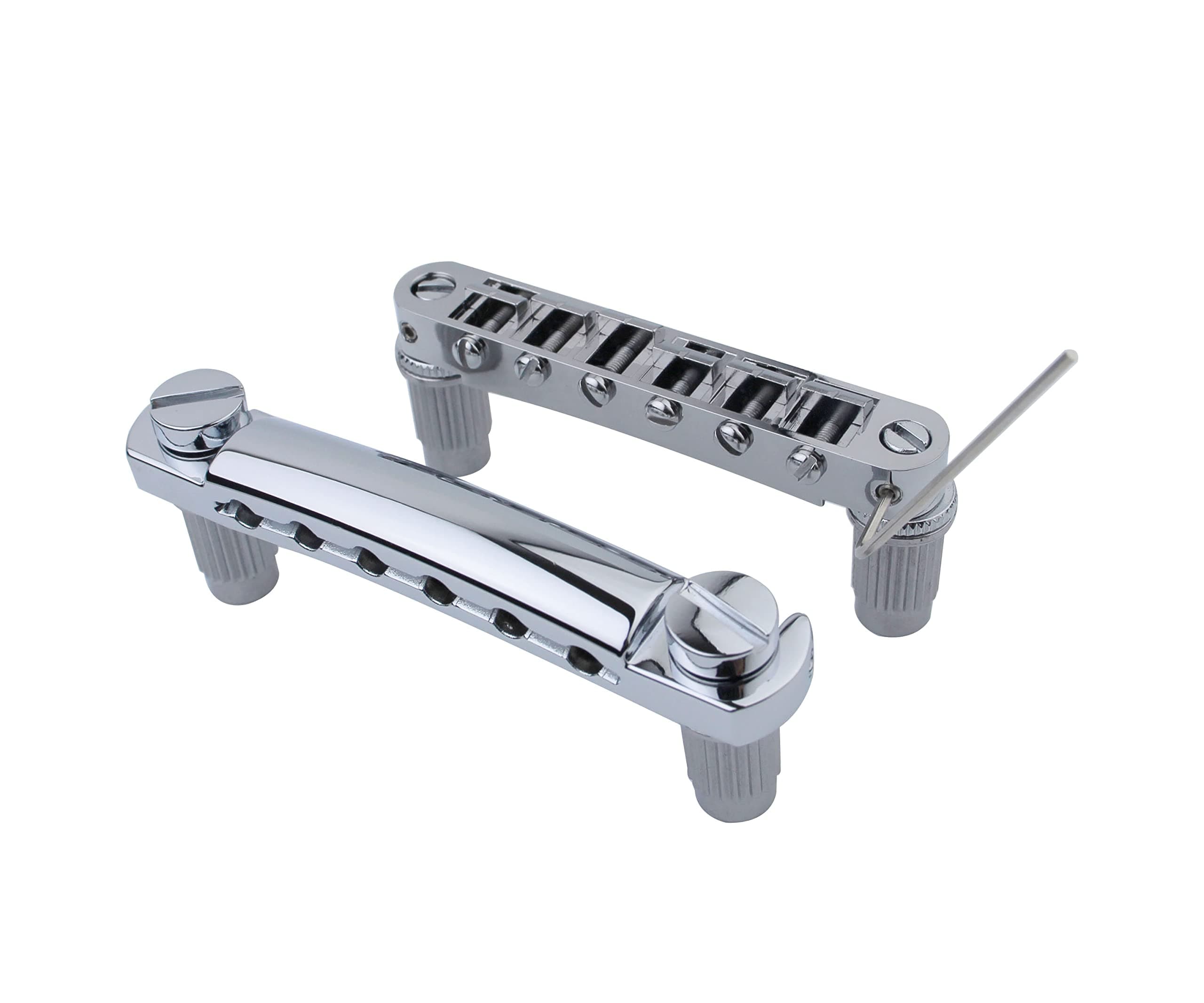 Guitar Tune-O-Matic Bridge and Stop Bar Tailpiece Combo with Anchors and Studs Replacement Compatible with LP SG EPI 6 String Electric Guitar Chrome
