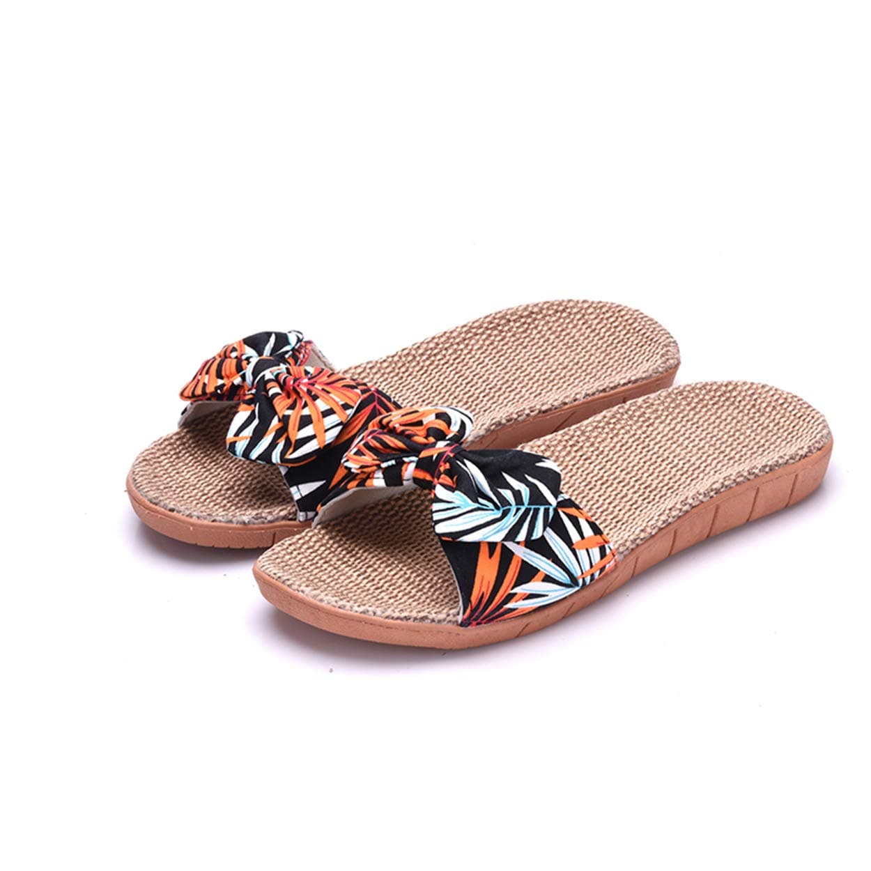 xsby Womens Cozy Indoor Cotton Flax Home Slippers Non-Slip Casual Sandals