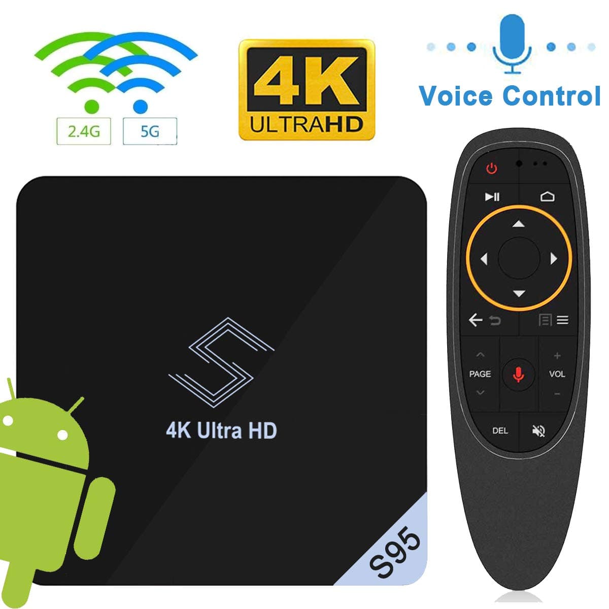 Android TV BOX - VIDEN S95 TV BOX Android 8.1 Smart TV Box Amlogic S905X2 Quad-Core Support 4K @60fps Ultra HD/ H.265 Dual Band WiFi 2.4GHz / 5.8 GHz WIFI Media Player Bluetooth with Voice Remote