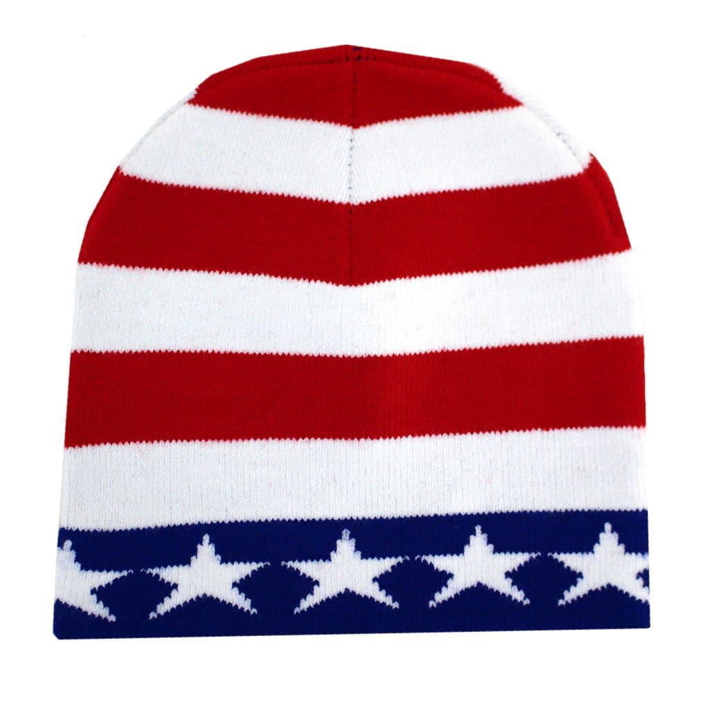 Leema Enterprises Red, White and Blue American Flag Beanie