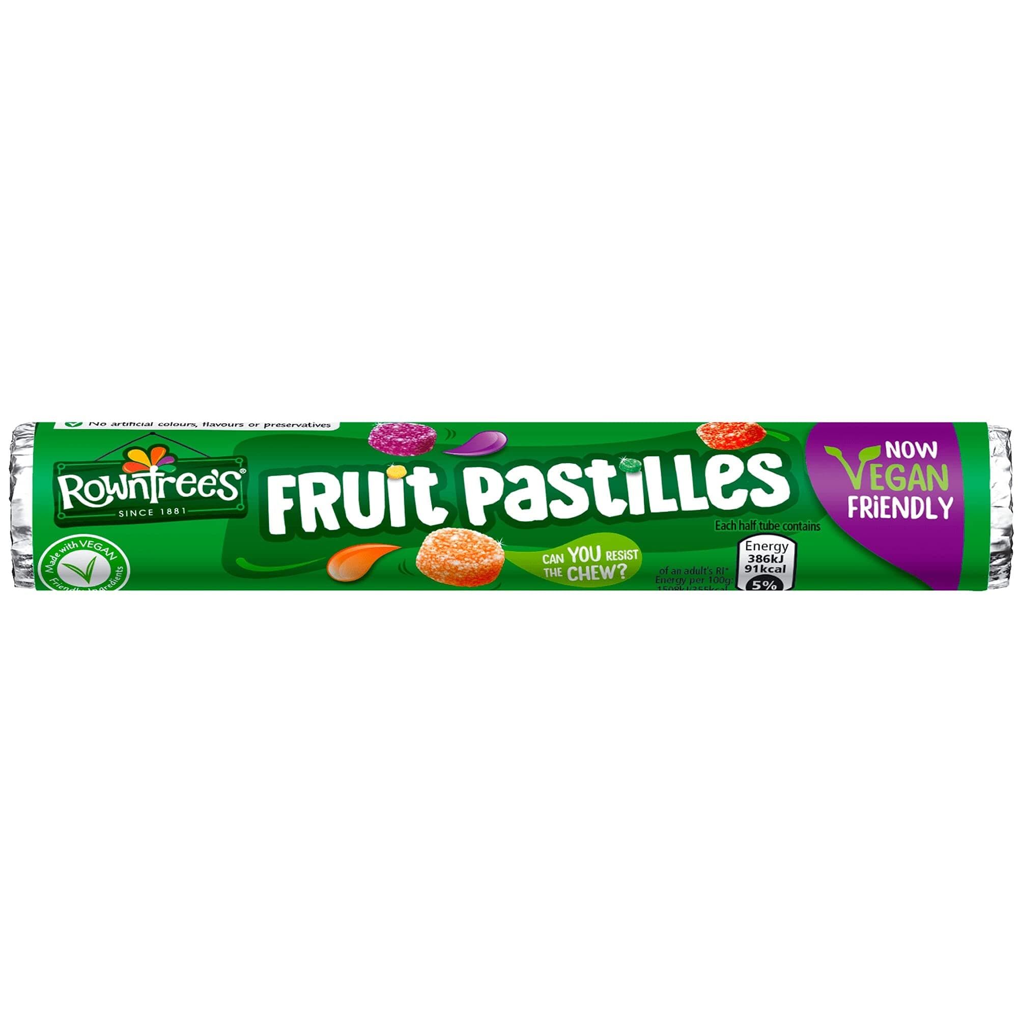 NestléRowntree's Fruit Pastilles Vegan Friendly Sweets Tube - 1x32