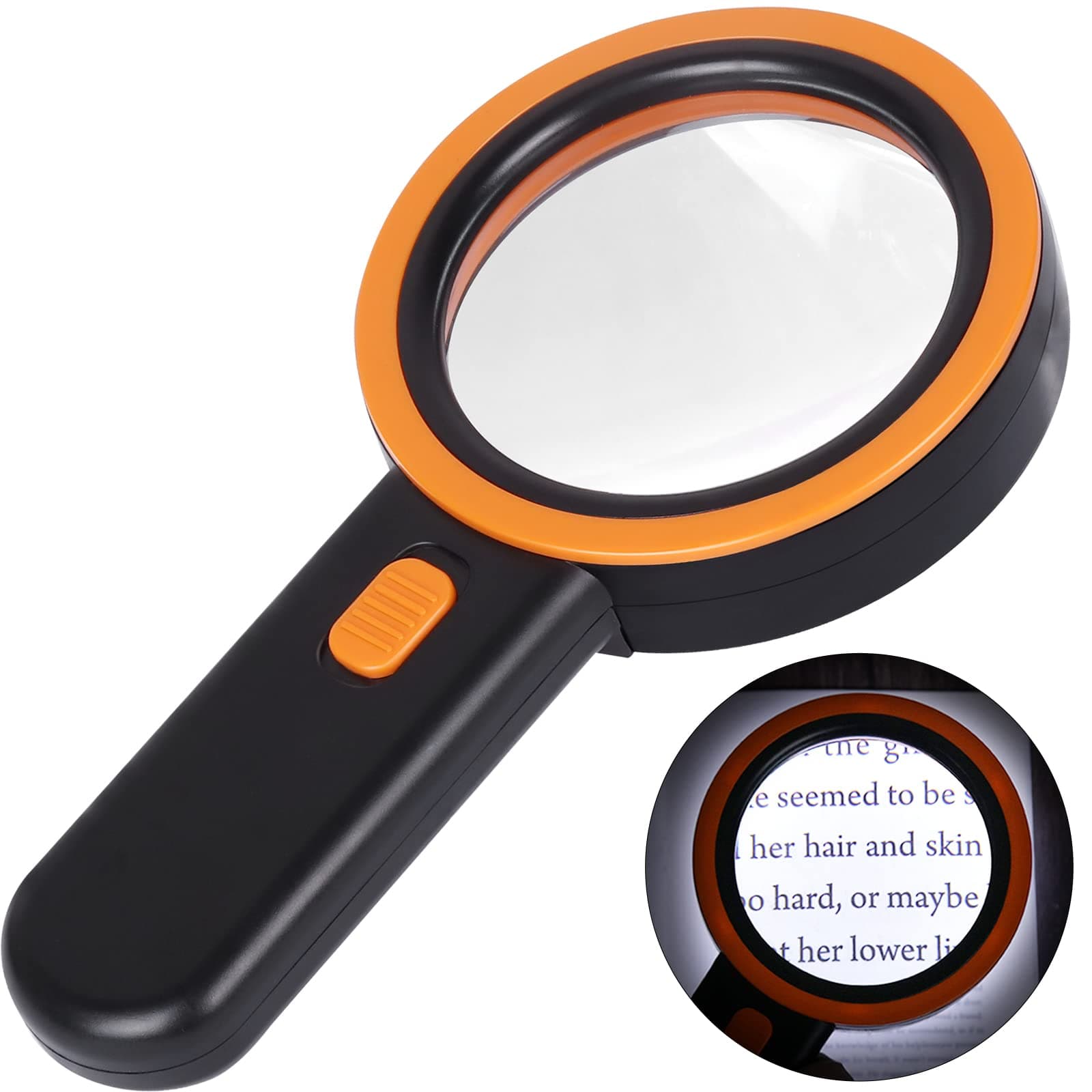 AIXPI Magnifying Glass with Light, 30x Handheld Magnifier with 12 LEDs, Illuminated Magnifier for Macular Degeneration, Seniors, Reading, Inspection, Coins, Jewellery (Black)