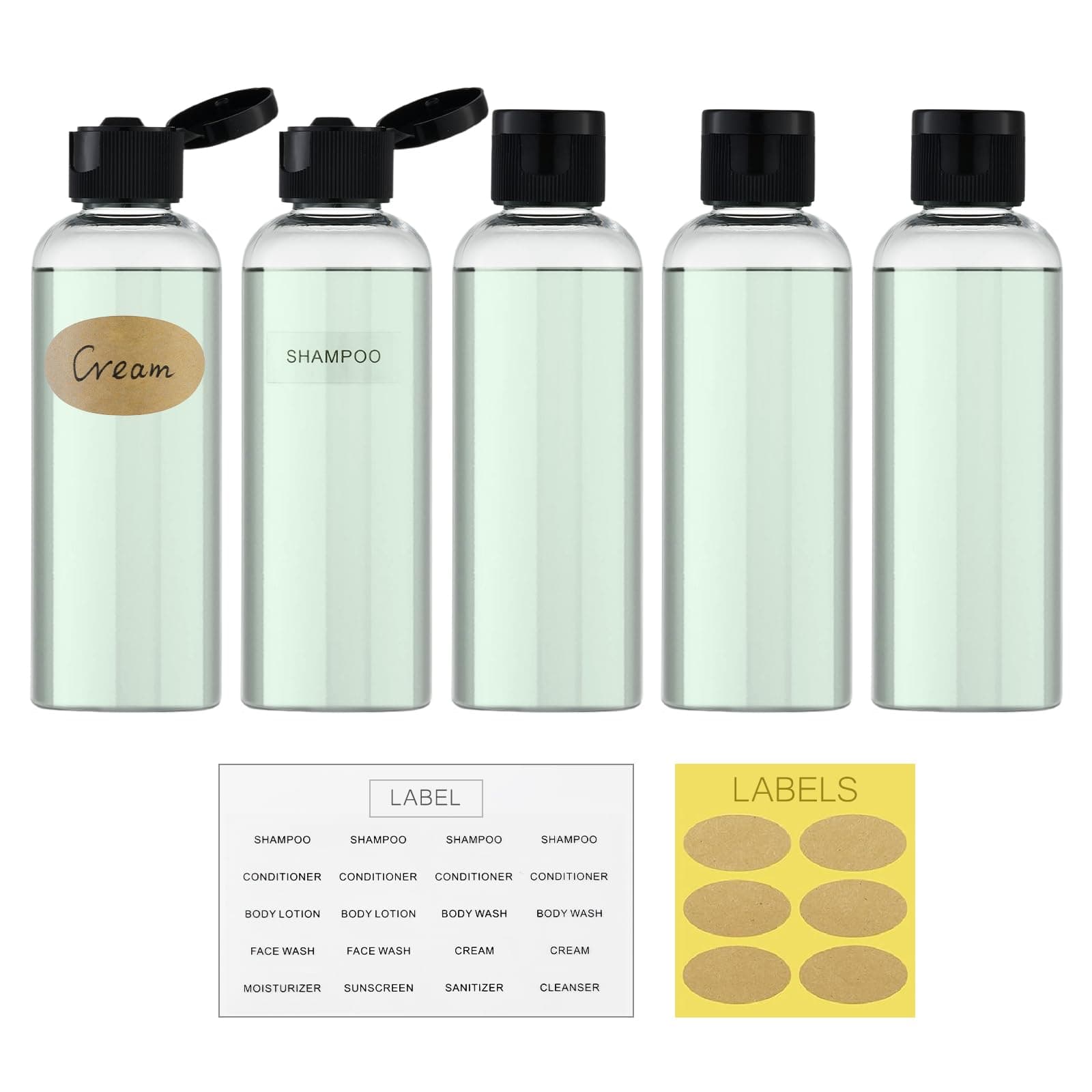 LISAPACK 3.4 oz Travel Bottles for Toiletries, Plastic Travel Size Containers for Shampoo Conditioner TSA Approved, Empty Small Squeeze for Lotion, Leak Proof Mini Liquid Tube for Refillable Clear
