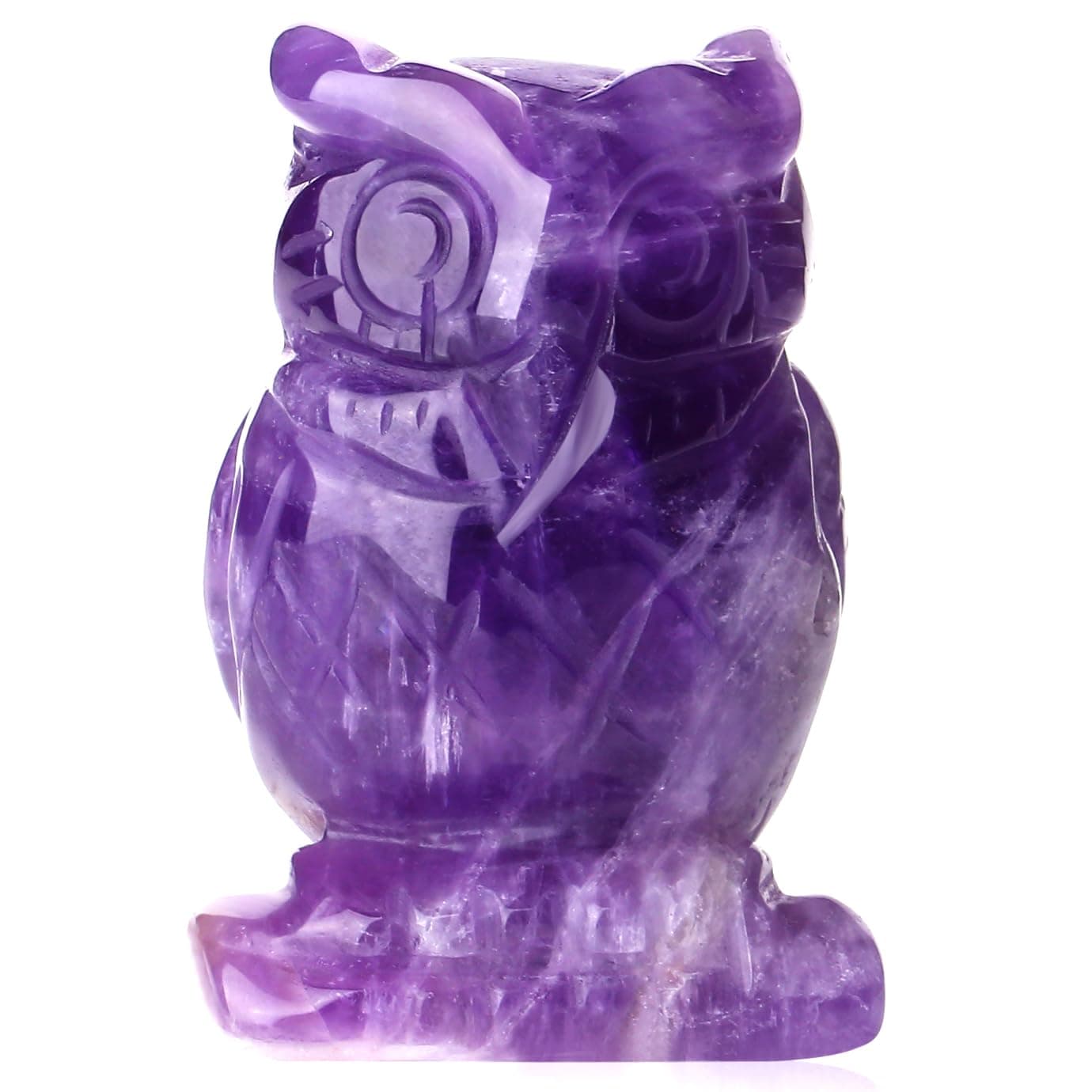 QINJIEJIE 2" Amethyst Owl Figurines Owls Decor Crystals Stone Carved Gemstone Owls Statue Healing Home Room Sculpture Natural Lucky Owl Decorations Cute Purple Office Desk for Women Men