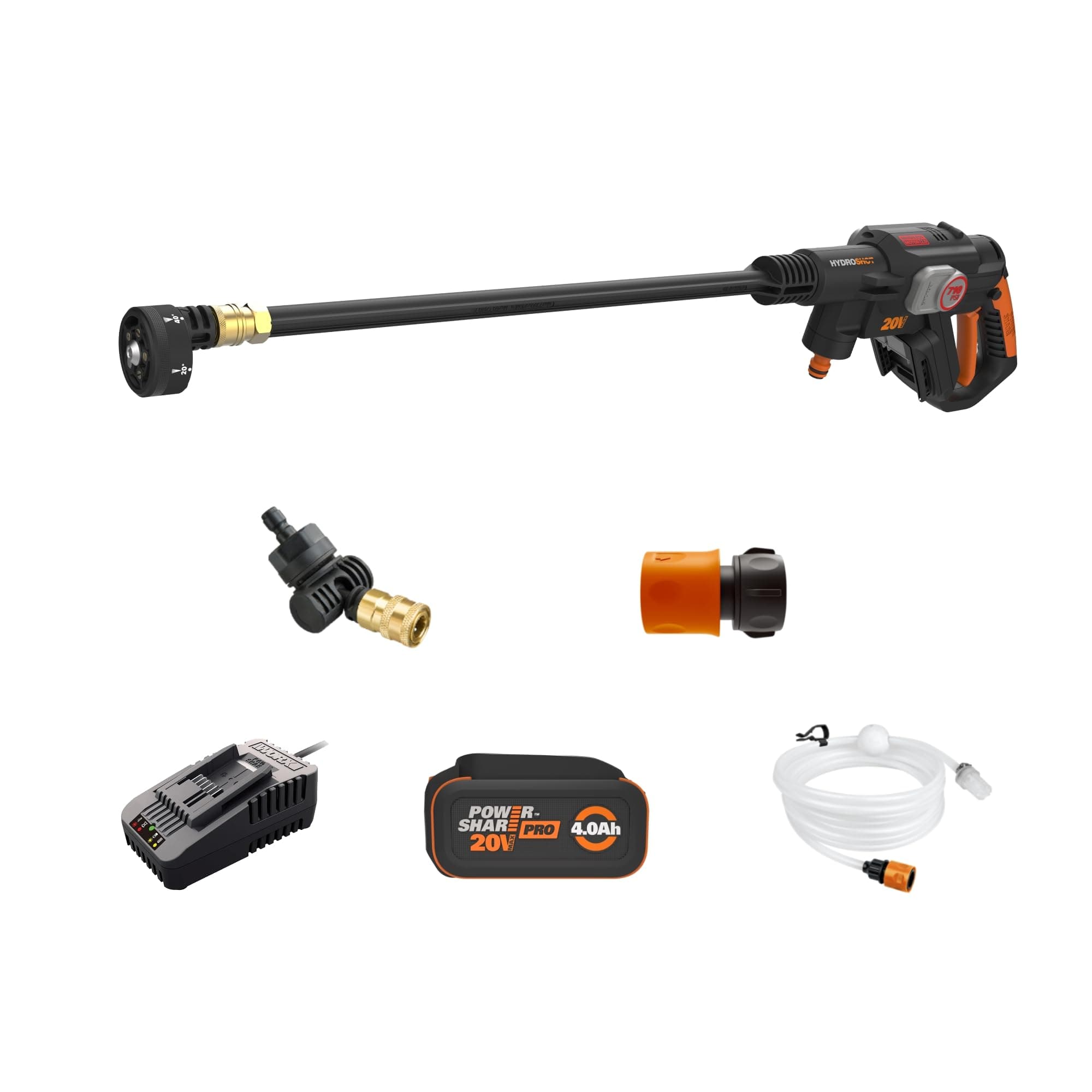 Worx Nitro Hydroshot 20V 710PSI Light-Duty Electric Pressure Washer with Brushless Motor Cordless, Lightweight, 5-in-1 Portable Power Cleaner, Power Share Compatible – Battery & Charger Included