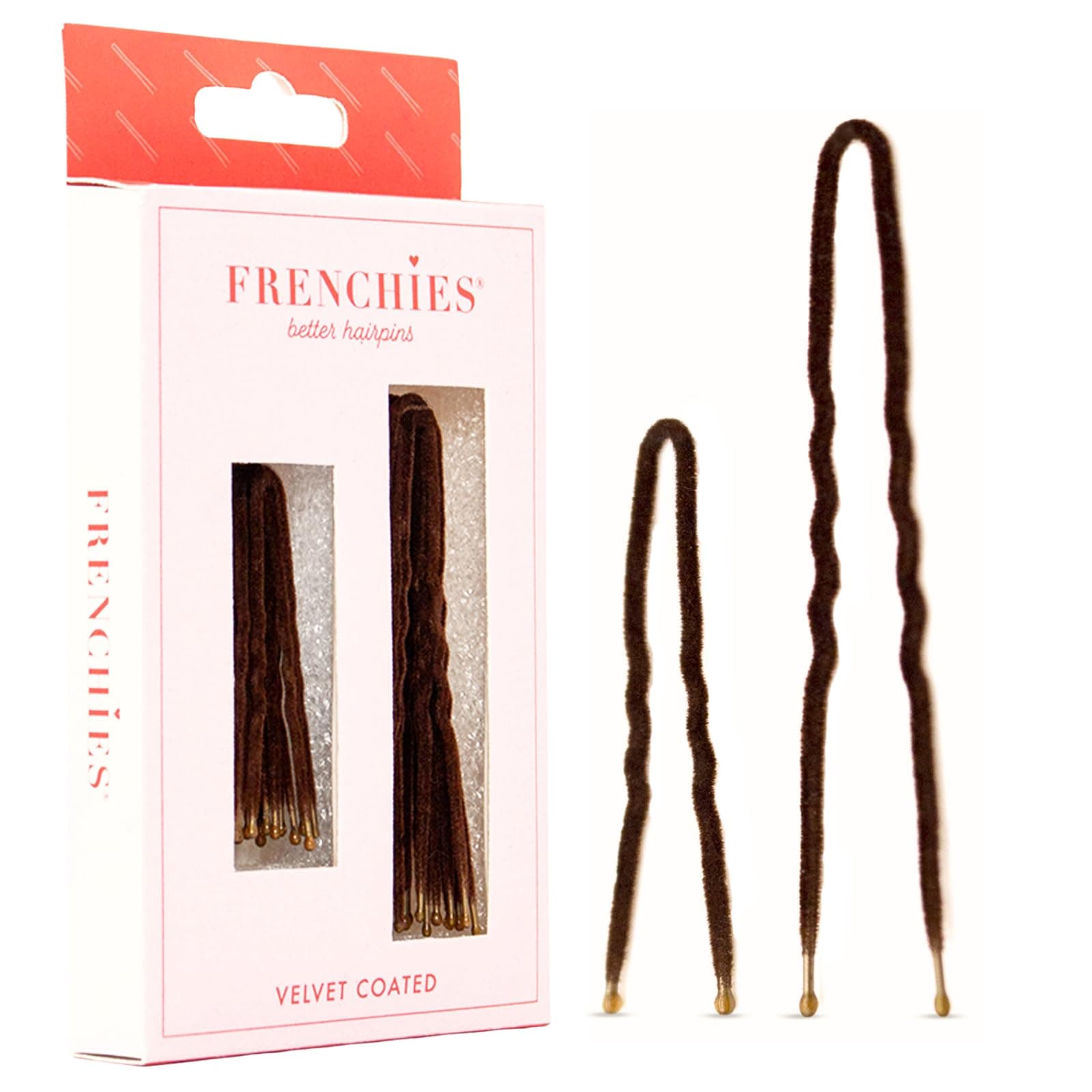Brown : Frenchies Ultra Flocked Extra Soft French Twist Hair Pins: The French Hair Pins for Buns, Updo Hairstyles, Hair Extensions + Wigs - 20 Count Brown