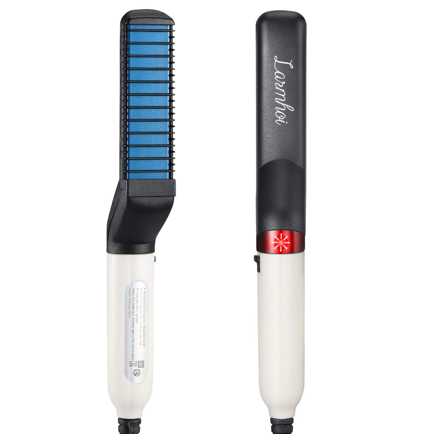 Electric Comb for Men, LARMHOI Hair and Beard Straightening Styler Brush with Side Hair Detangling, Curly Hair Straightening, Hair Straightening Comb for Men Hair Styling