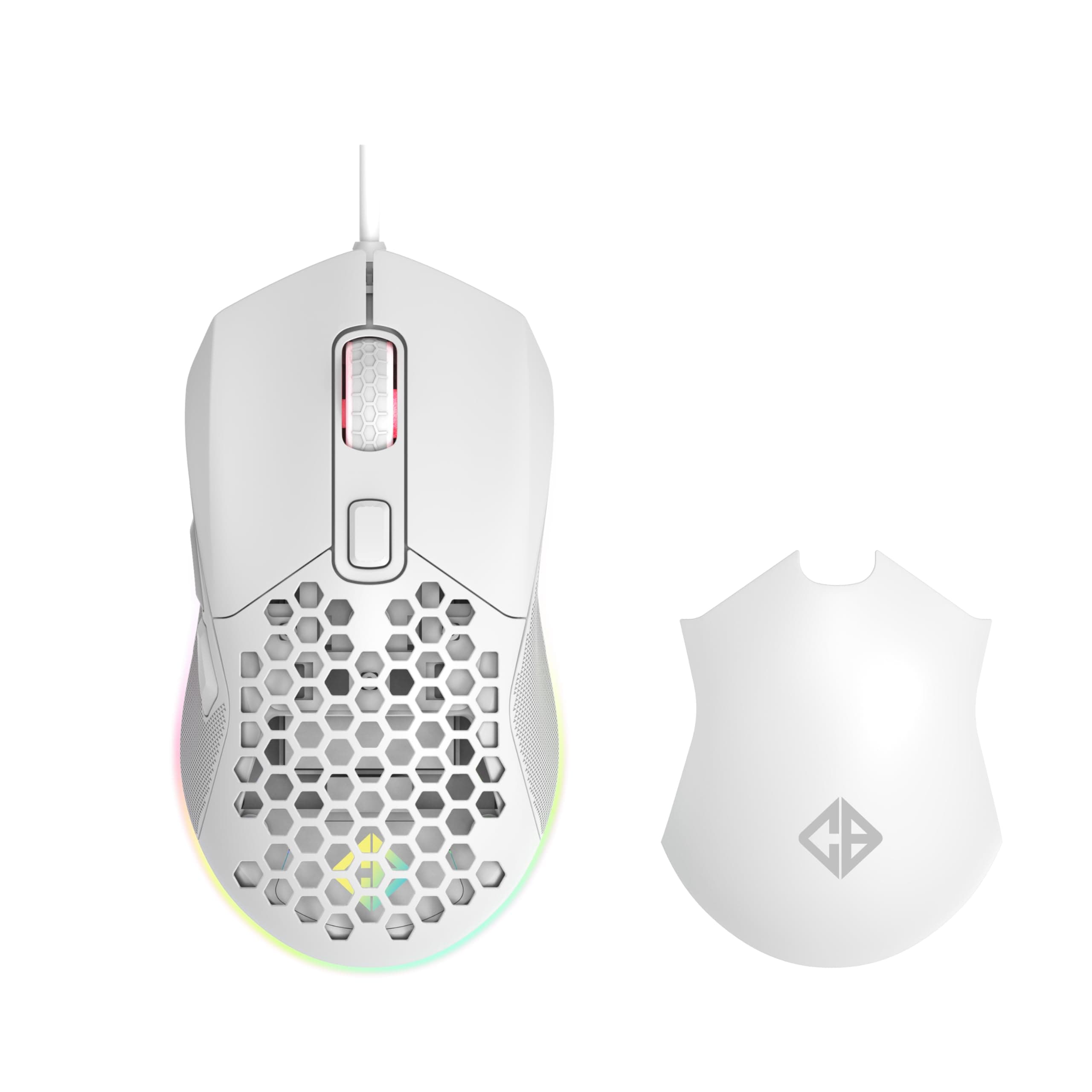 Cosmic ByteFirestorm RGB Wired Gaming Mouse, 67 Grams, 12400DPI, 1000Hz Polling, Pixart 3327 Sensor, 10M Switches, Paracord Cable, Software Support Upgraded PTFE Feet (White)