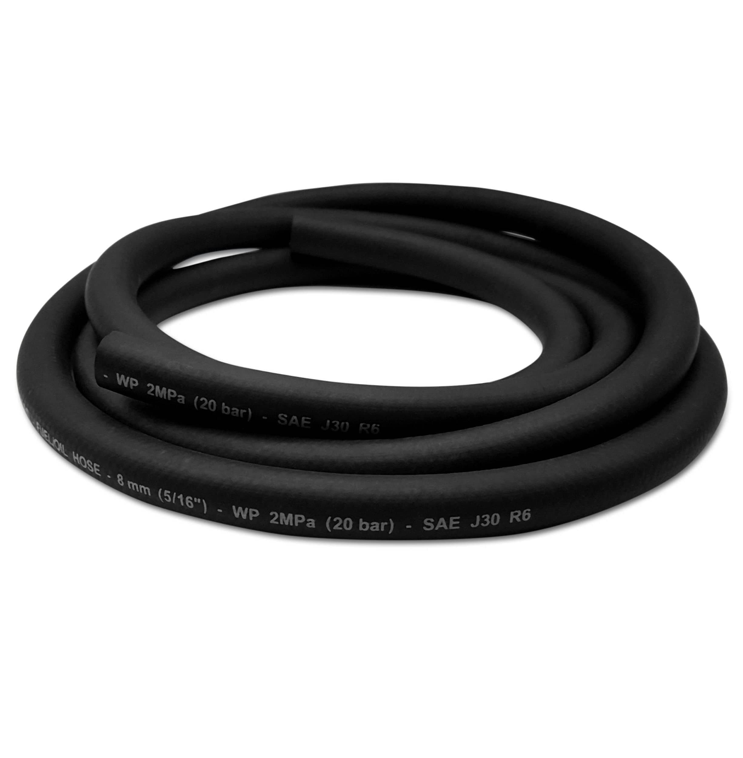 8mm Fuel Hose – Reinforced Rubber Hose for Fuel, Diesel, Petrol, Water – Oil-Resistant Flexible Pipe for Engine Fuels, Industrial Use – 2m Reinforced Rubber Pipe Hose. Set by MYPURECORE