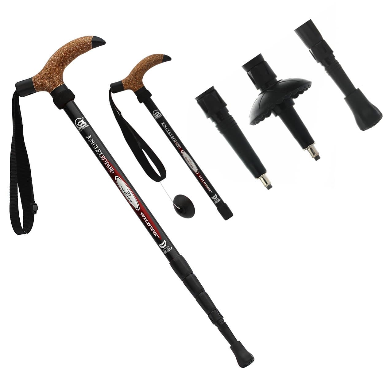 Wrzbest Aluminum Alloy Quick Lock Trekking Poles Anti-Shock Telescopic Walking Stick Adjustable Canes Crutch for mountains trekking hiking walking,Ultralight Collapsible with Cork Grips Tungsten Tips