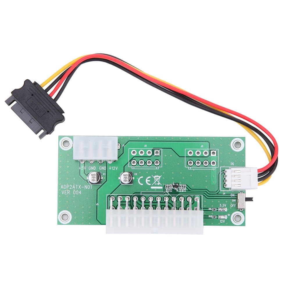 Midore PC Desktop ADD2PSU 24 Pin Dual PSU Power Synchronous Start Mining Expanded Cable FDD to SATA Cable PSU Multiple Power Adapter