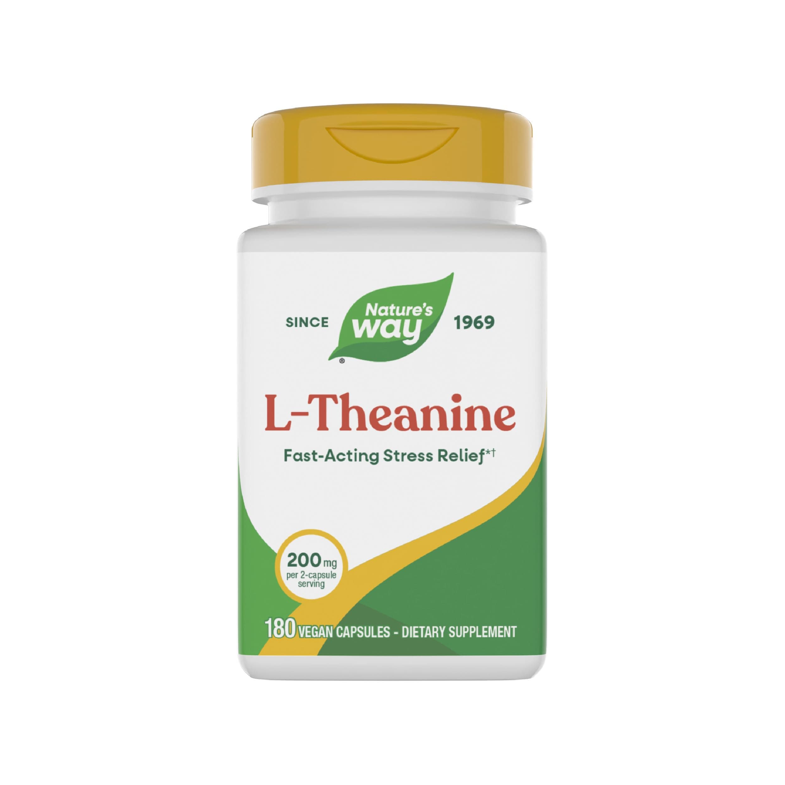 L-Theanine, Stress Support*, Promotes Relaxation*, 200 mg per 2-Capsule Serving, Vegan, 180 Capsules (Packaging May Vary)