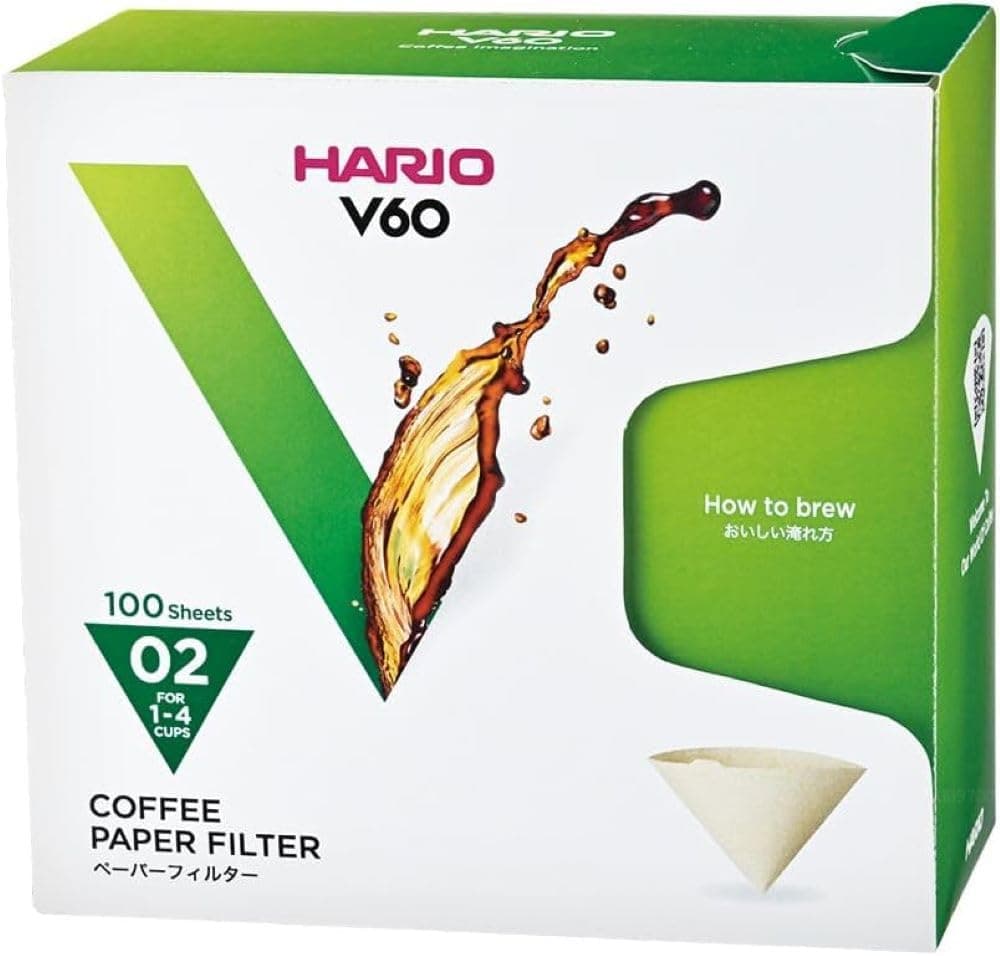 HARIO VCF-02-100MK 1-Piece Box of Paper Filter for 02 Dripper Misarashi, Natural, Without Tabs