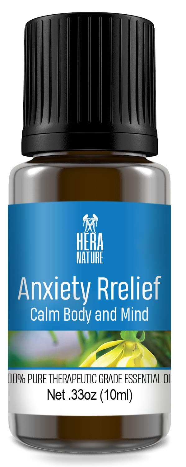 Anxiety Relief Essential Oil Blend - Pure & Natural Ingredients, Therapeutic Grade - Depression, Stress Relief, Relaxation, Boost Mood, Calming (USA) - 10ml