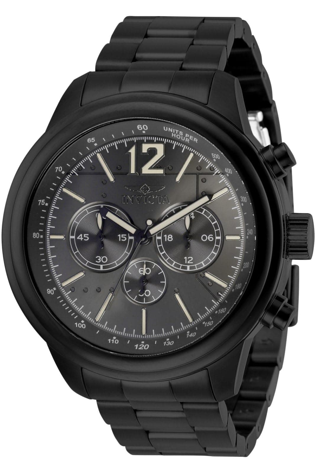 Invicta Men's Aviator Quartz Watch with Stainless Steel Strap, Gold, Black, 22 (Model: 28898, 28899)