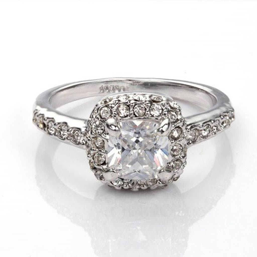 FAIRY COUPLE Princess Cut Cubic Zirconia Engagement Ring R216-6.5