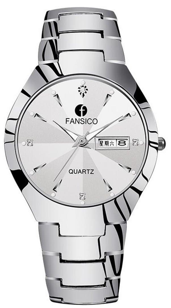 New Fashion Tungsten Steel Couple Quartz Pointer Watches Wristwatches for Lovers + Gift Box