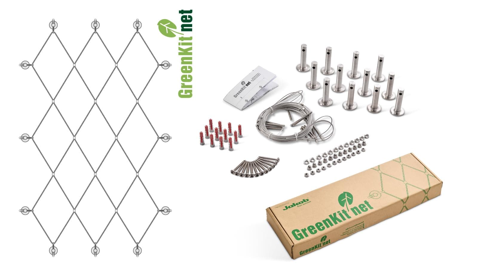 JAKOBGreenKit Net - Stainless Steel Vertical Garden Trellis