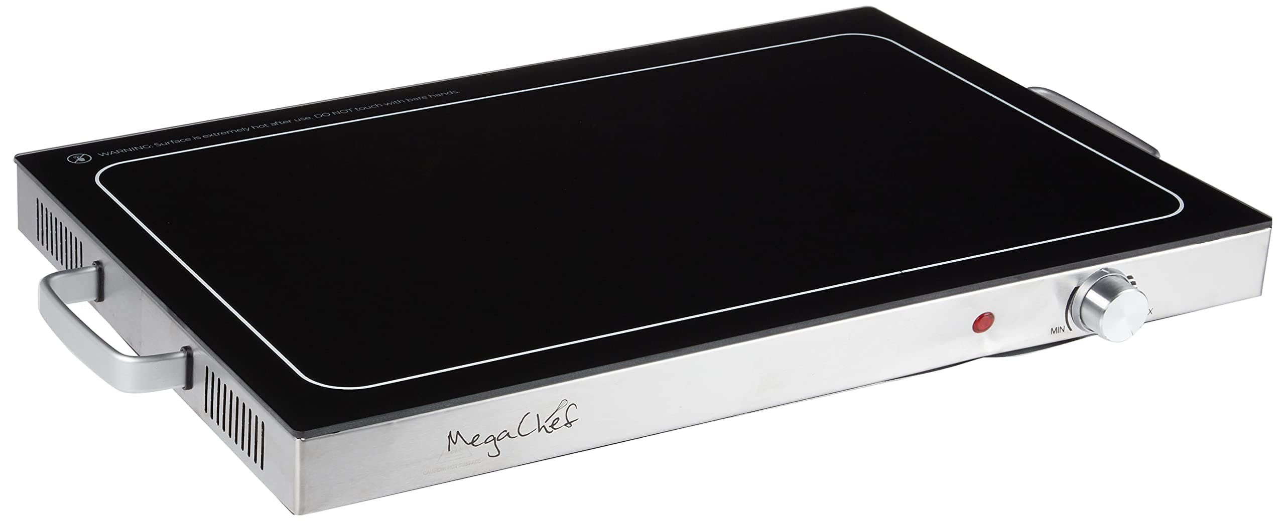 MCWT-9200 Electric Warming Tray with Adjustable Temperature Control, Stainless Steel, Silver, Black