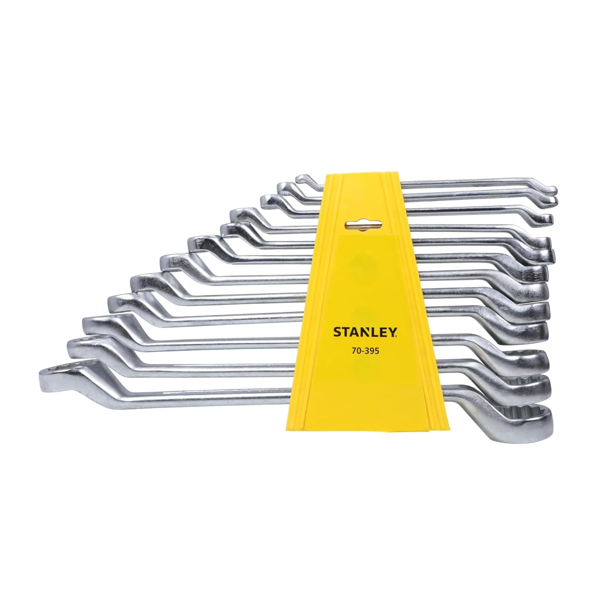 STANLEY 70-395E 12-Piece Matte Finish Chrome Vanadium Steel Shallow Offset BI-HEX Ring Spanner Set with Maxi-Drive System, Anti-Slip & Anti-Corrosion Properties, Silver