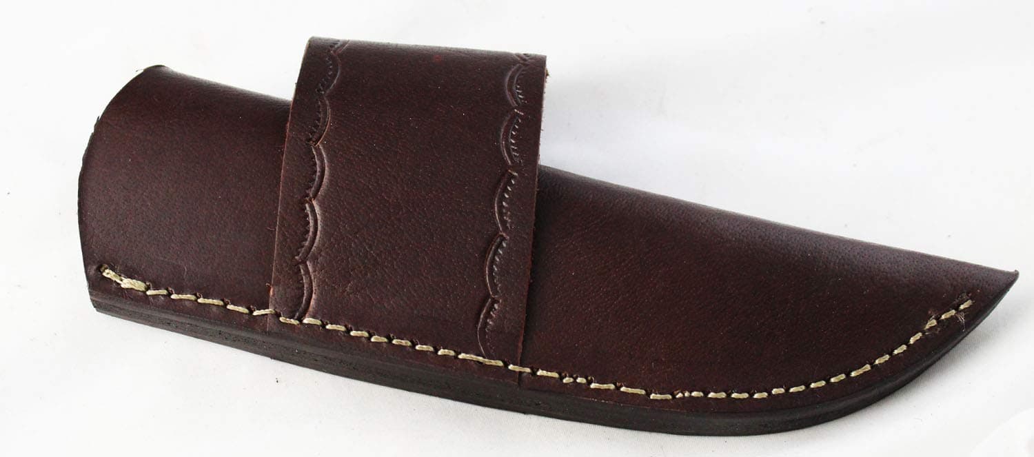 Moorhaus Handcrafted Leather Knife Sheath for Tracker, Bushcraft/skinner Knife Horizontal Right or Left handed Scout Style (8.25" Brown Sheath Crossdraw)