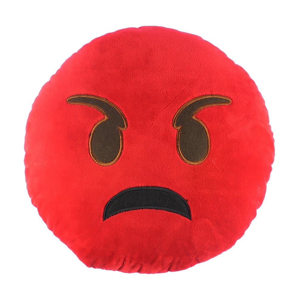 32cm Emoji Smiley Emoticon Cute Round Cushion Pillow Stuffed Red Plush Soft Toy(Anger)