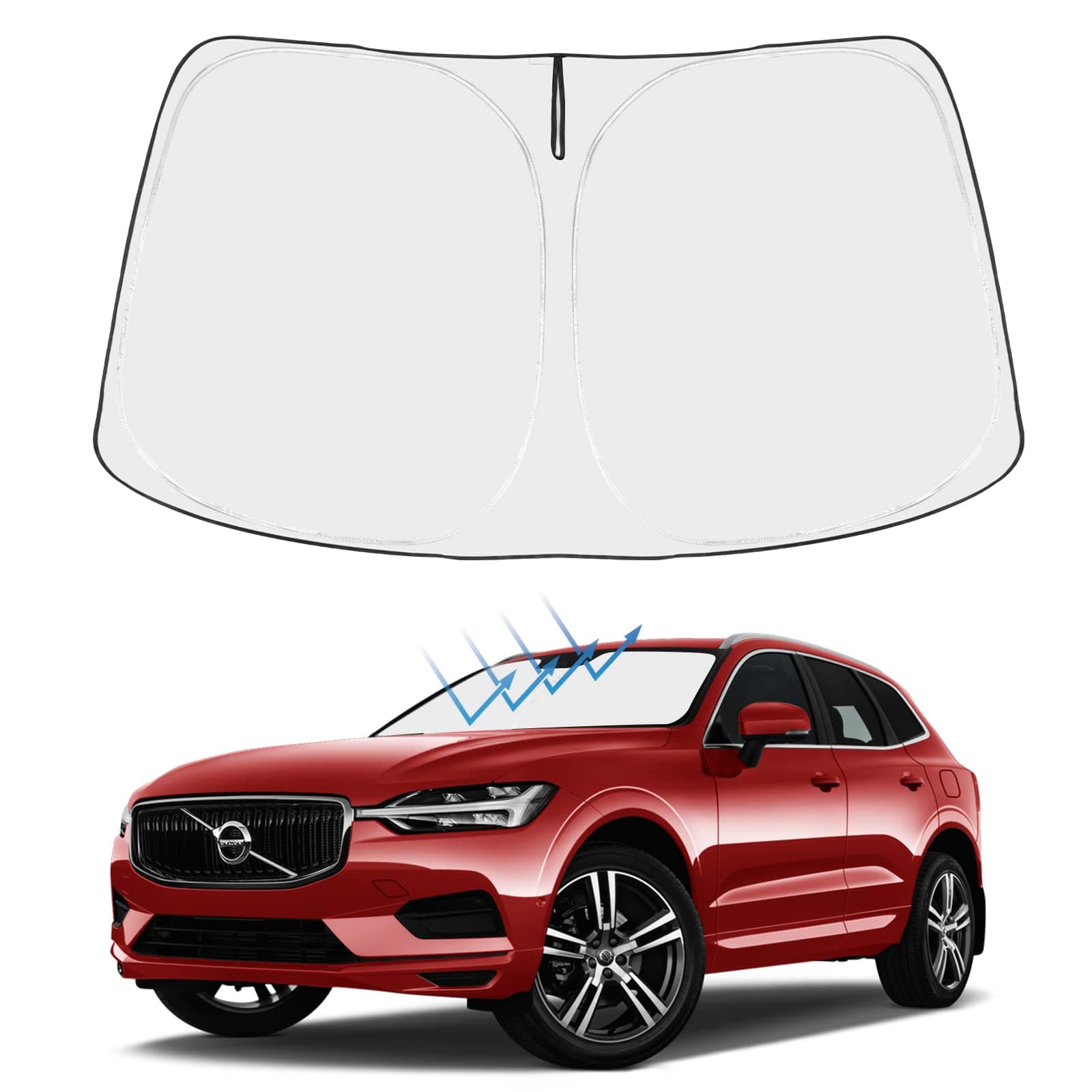Proadsy Front Windshield Sun Shade Foldable Sunshade Protector Custom Fit 2023 2022 2021 2020 2019 2018 Volvo XC60 SUV Accessories 2023 Upgrade