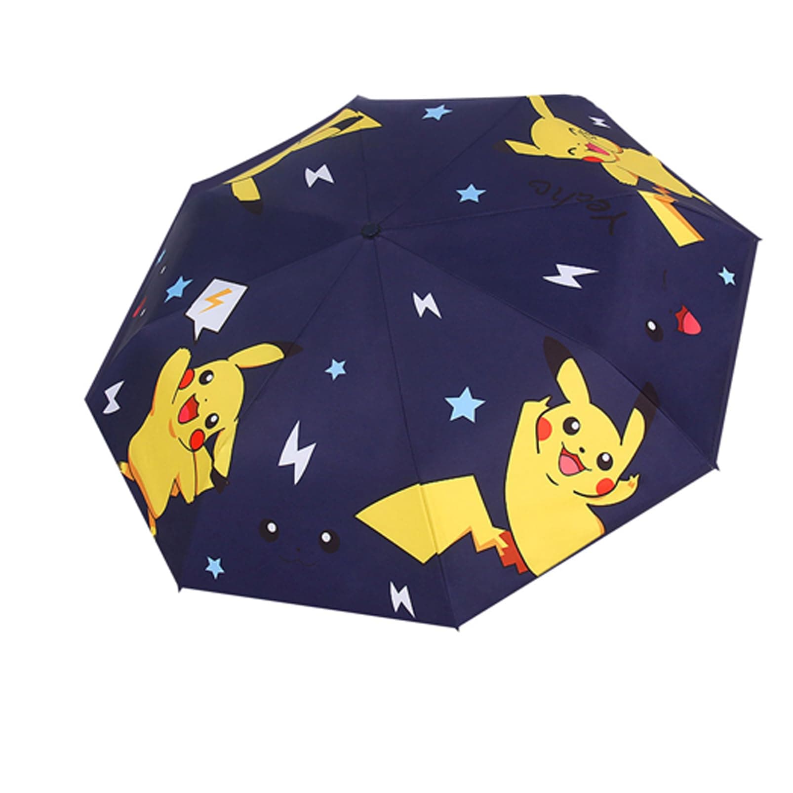 Kids Folding Umbrella Automatic Open-close Cartoon UV Resistant Travel Umbrella Anti-rebound Design Compact Windproof Umbrella for Girls Boys- navy blue