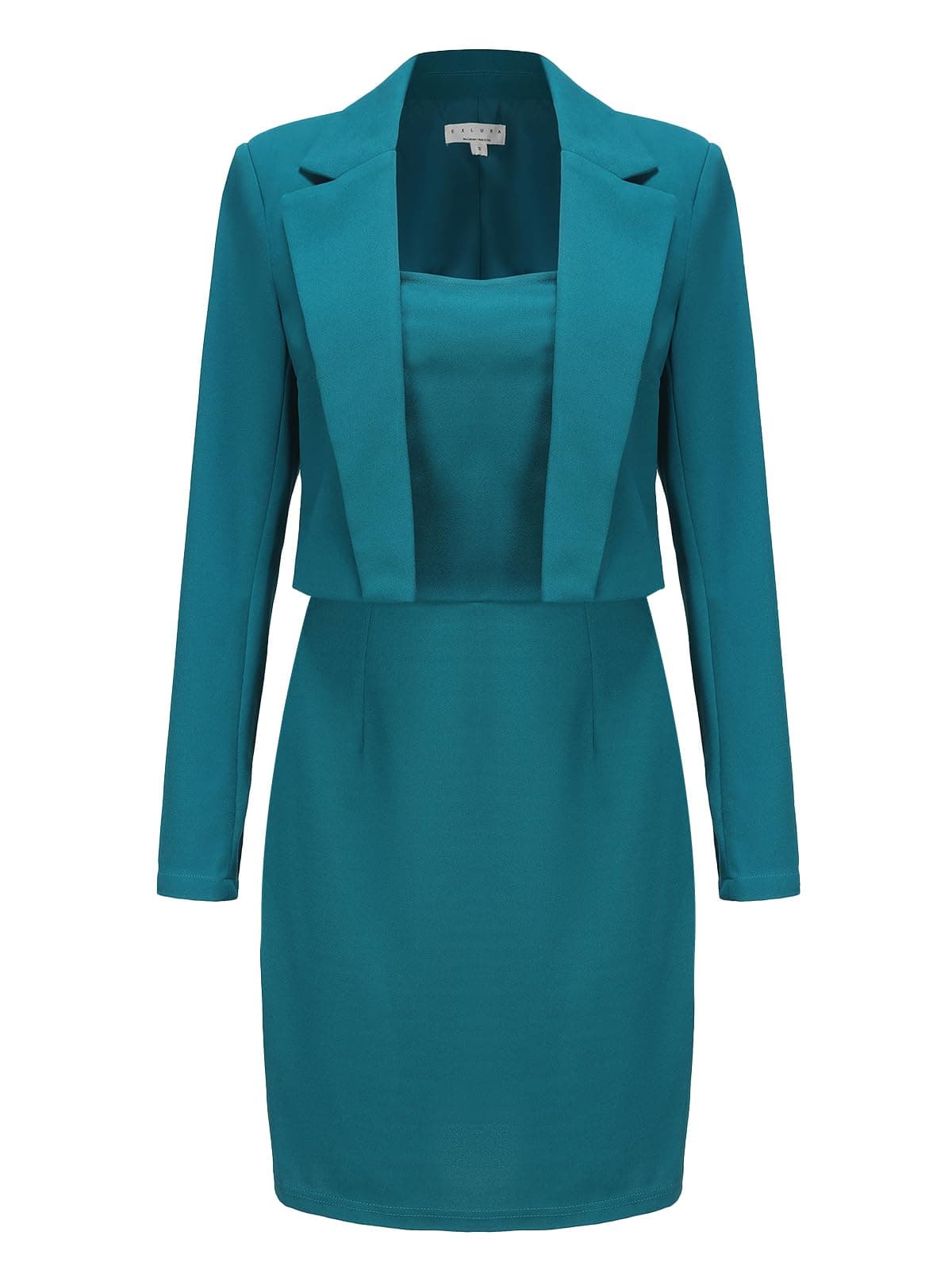 EXLURA Women's Professional Business Lightweight Blazer Dress Suit Sets 2 Piece Work Office Fashion Outfits