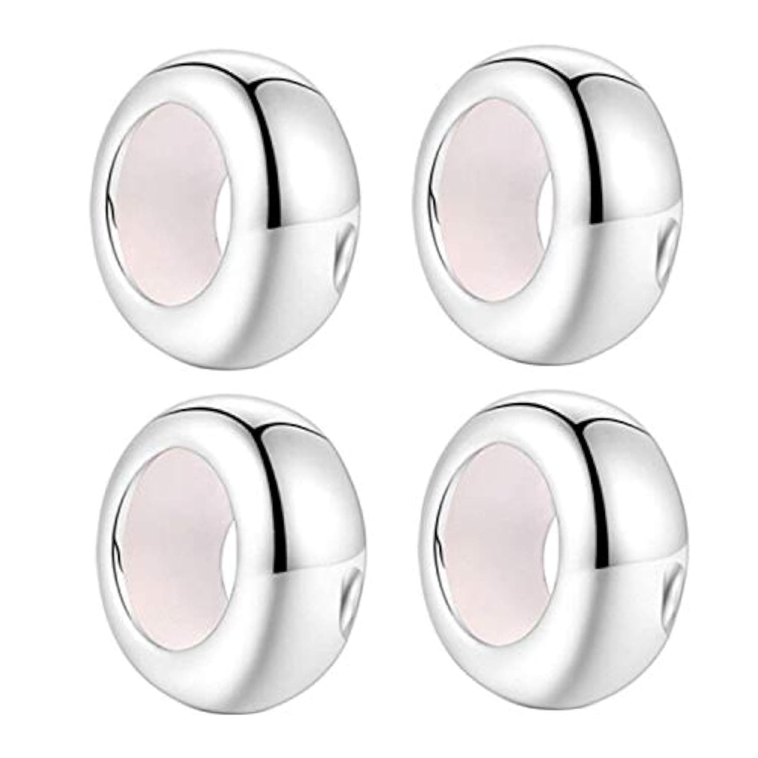 Clip Stopper Charms Sterling Silver Rondelle Spacer Bead Charm Stopper Charm for Pandora Charm Bracelets