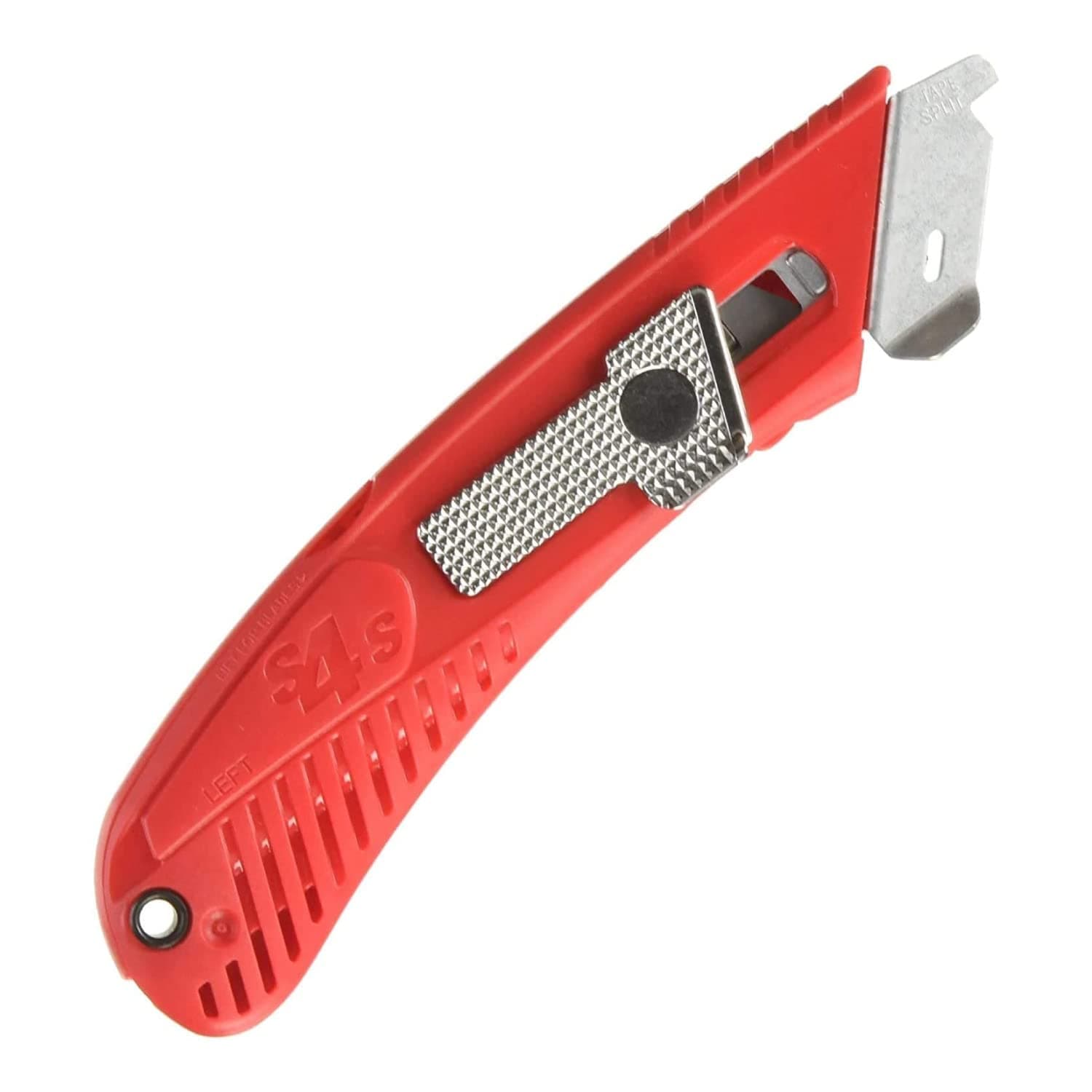 Pacific Handy Cutter S4SL (New E21204-2) Self-Retracting Safety Cutter Fixed Metal Guard for Damage Protection, Retractable Utility Knife with Bladeless Tape Splitter, for Warehouse & In-Store Cutting