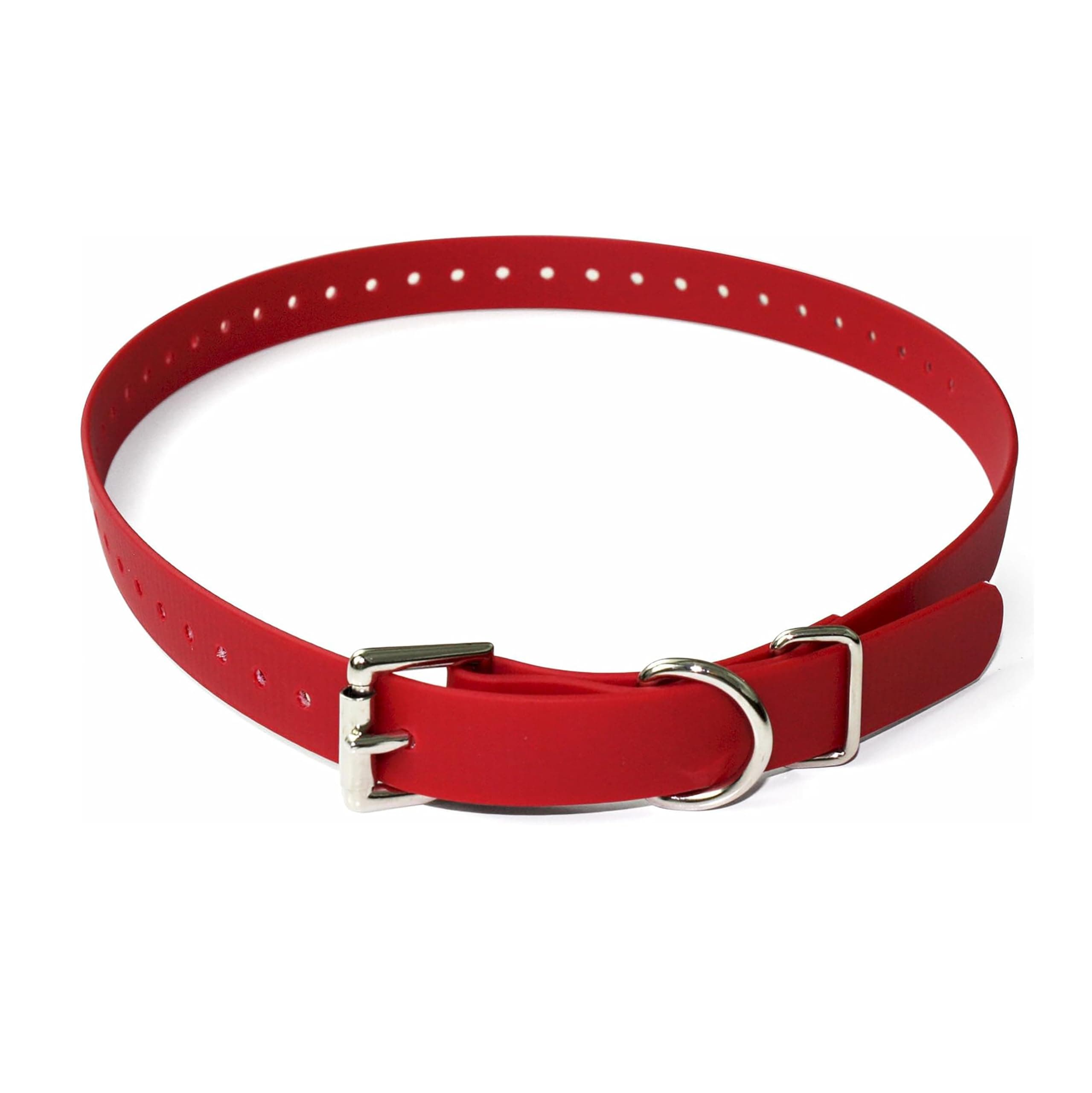 Educator Biothane Dog Collar, Waterproof, Odorproof, Metal Buckle and D Ring, Adjustable for Custom Fit, Cool and Comfortable, for Small, Medium, or Large Dogs, 3/4-Inch, Red