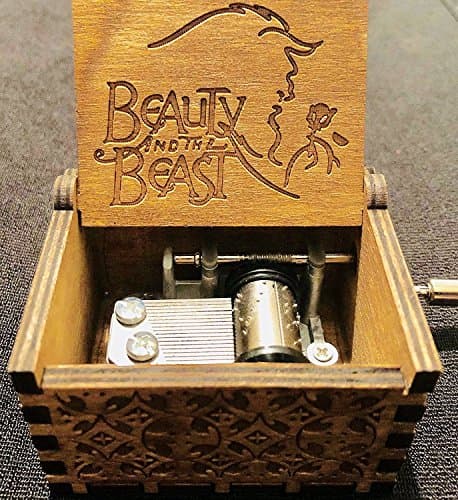 Phoenix Appeal Beautiful Hand Cranked Carved Wooden Music Box: Game of Thrones, Harry Potter, Final Fantasy, Merry Christmas Theme Gift, (Beauty and The Beast, Wood)