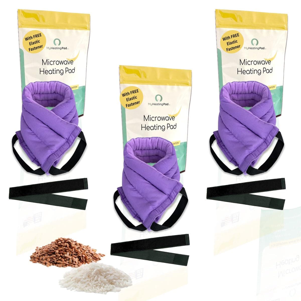 Microwavable Heating Pads for Lower Back, Neck, and Shoulder Pain Relief - Moist Microwave Heating Pad for Muscles and Joints - Microwave Hot Pack Heat Pad for Cramps -3 Heat Pack Purple