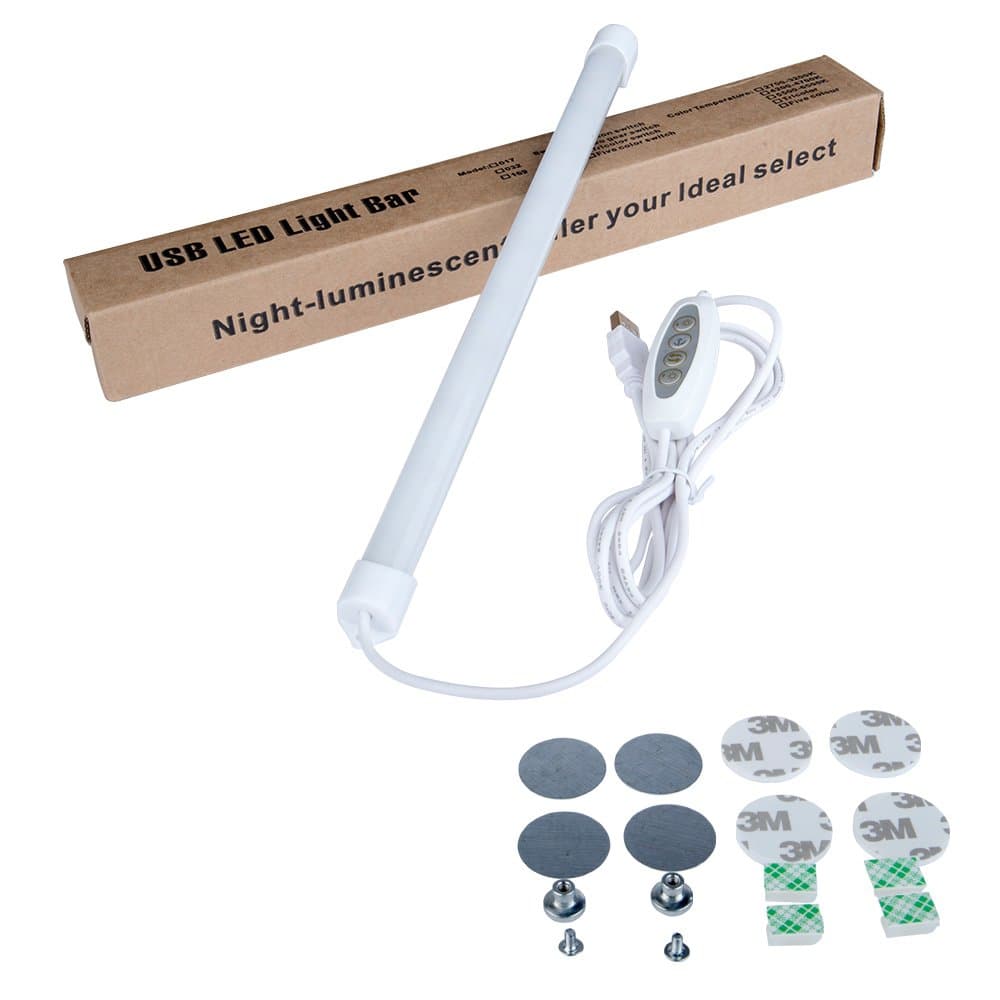 MILISO USB Eye Protection Reading Light 5W Tricolor and Dimmable Reading Right Dormitory Cabinet Closet Light LED Bar Strip Table Lamp (Tricolor)